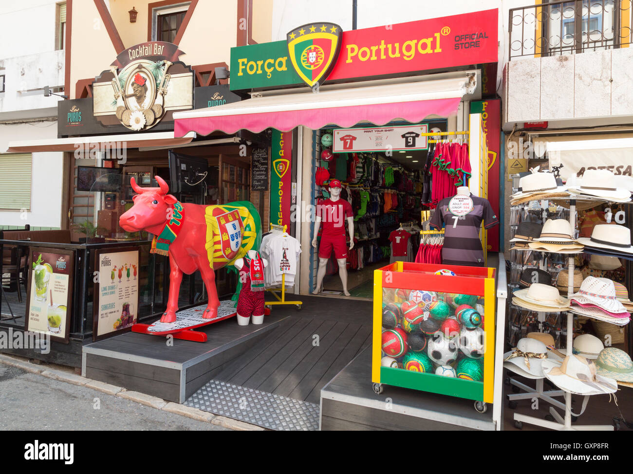 Forca Portogallo store - Gazzetta nazionale del Portogallo football team shop, Alvor, Algarve, Portogallo Europa Foto Stock