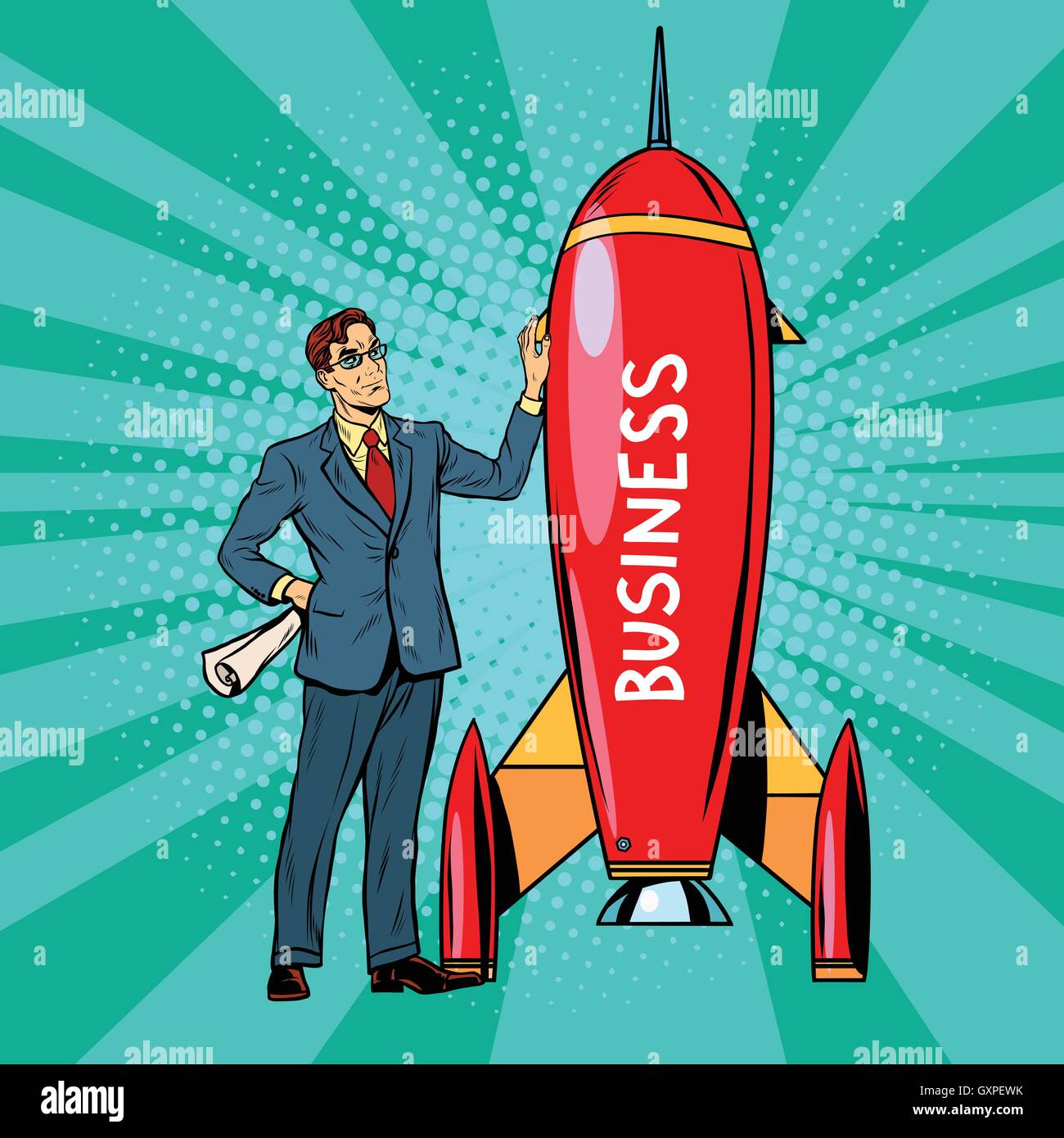 Business start up rocket Illustrazione Vettoriale