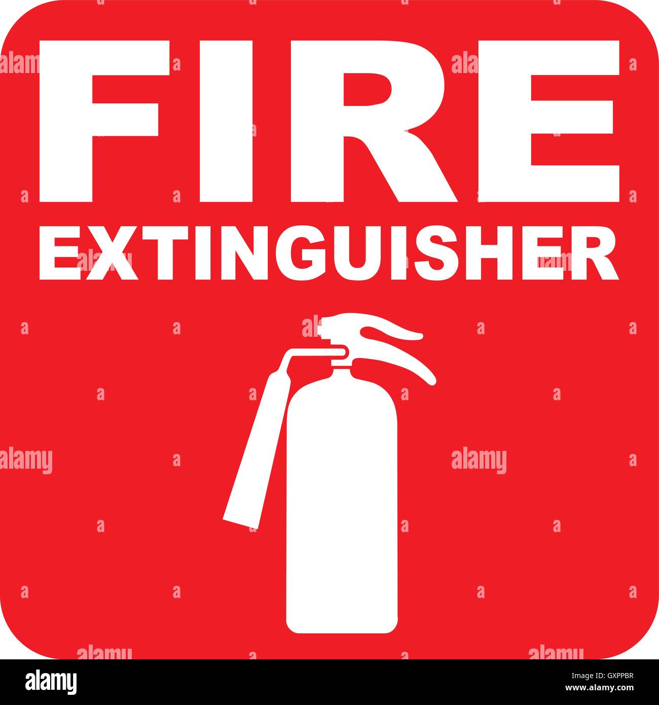 Emergency Segnale estintore, bianco le attrezzature antincendio icona su un  quadrato rosso sfondo, illustrazione vettoriale Immagine e Vettoriale -  Alamy
