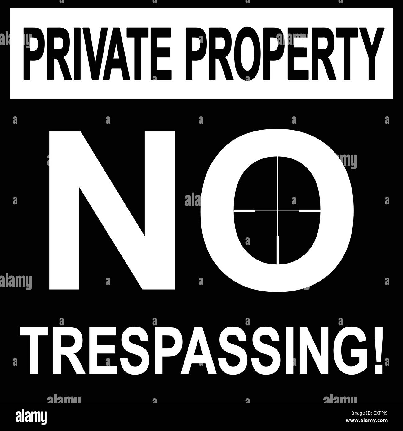 La proprietà privata senza sconfinamenti di segno , illustrazione vettoriale. Illustrazione Vettoriale