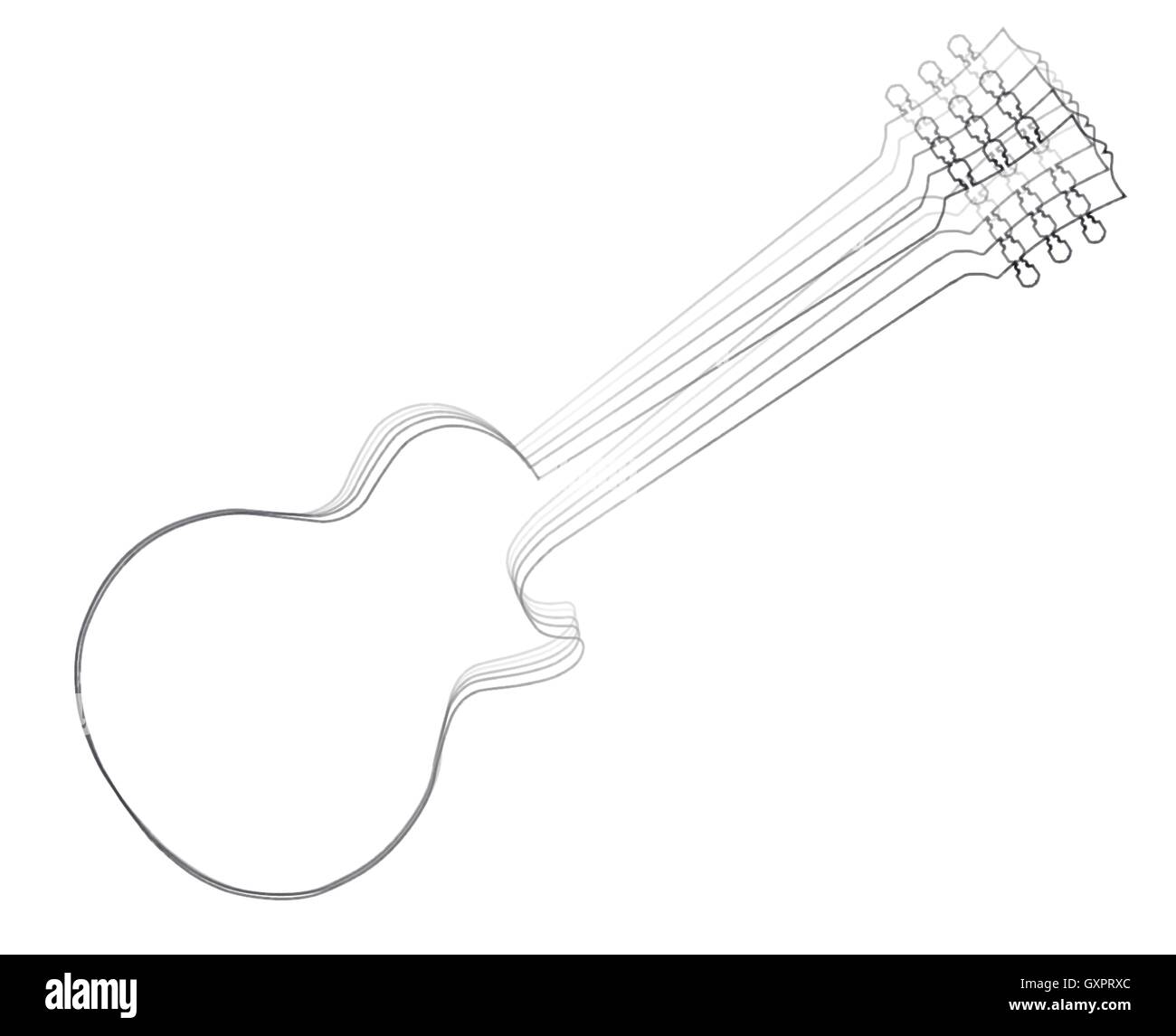 La definitiva rock and roll chitarra nel delineare con movimento Illustrazione Vettoriale