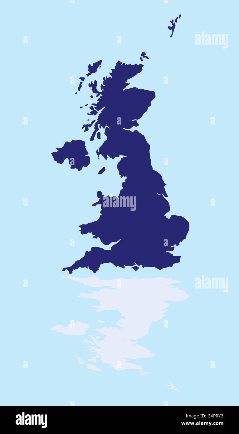 Una silhouette del Regno Unito su un fondo azzurro Illustrazione Vettoriale