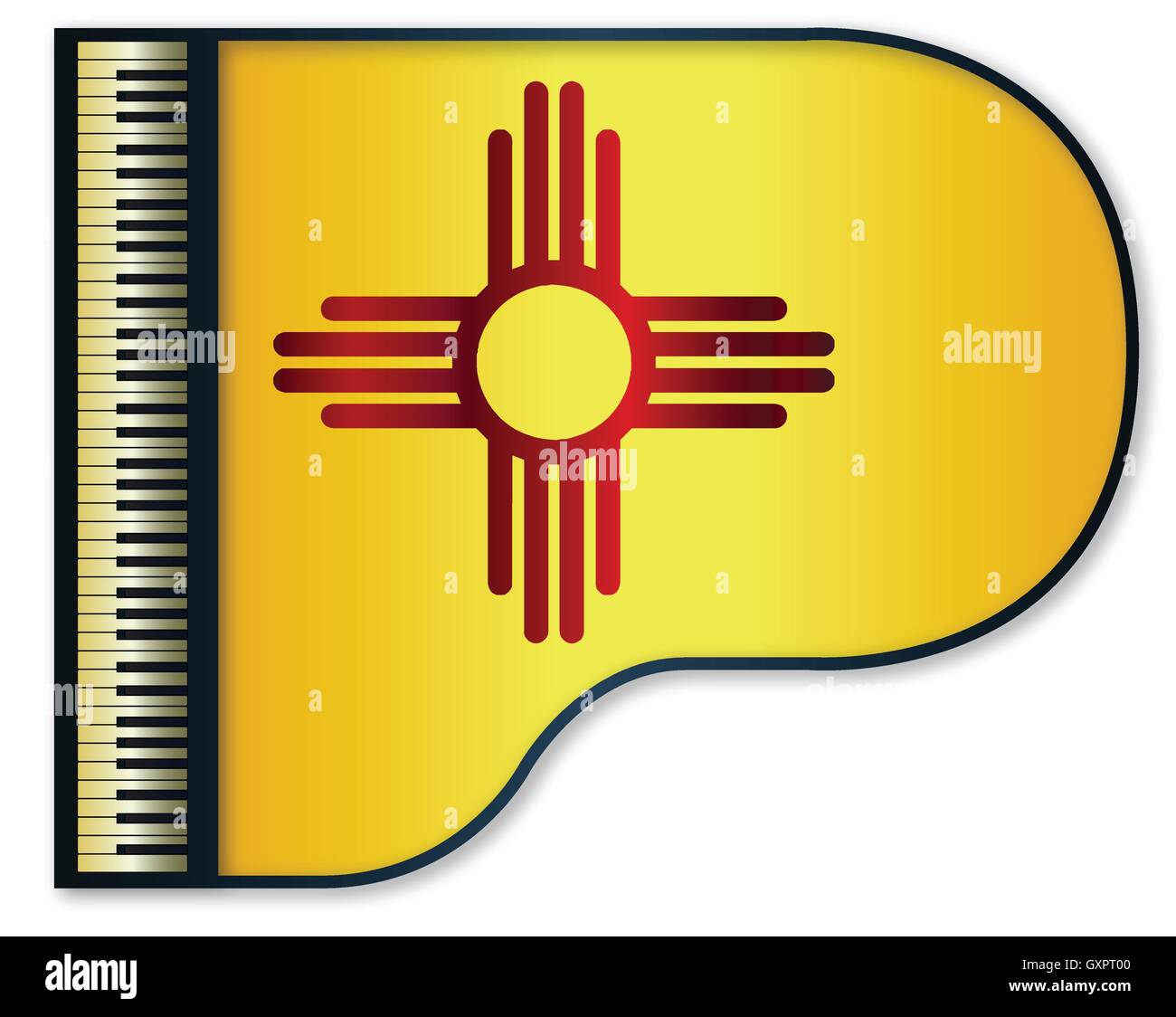 Il Nuovo Messico membro flag impostato in un tradizionale color nero pianoforte Illustrazione Vettoriale