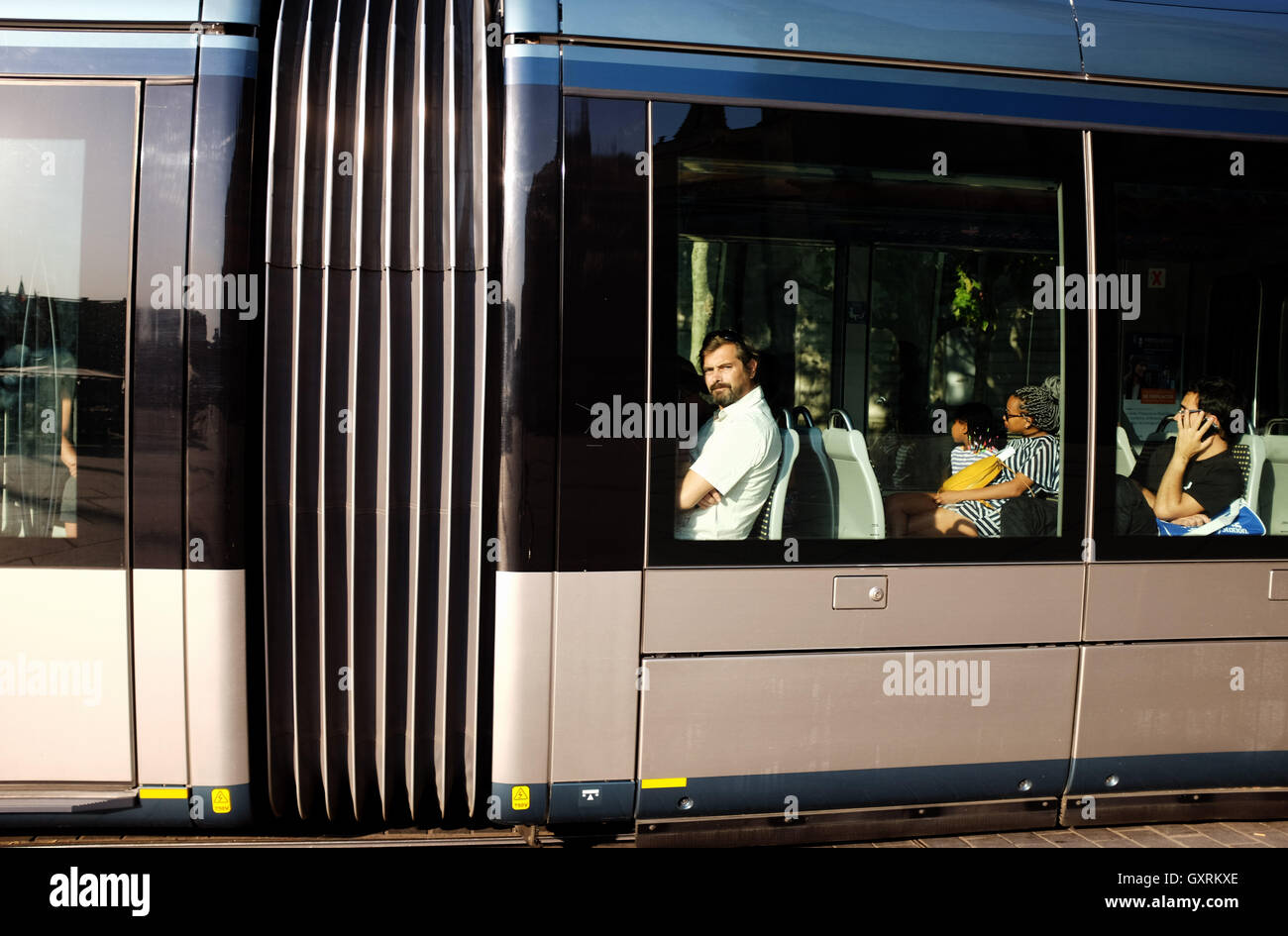 Sistema di Tram a Bordeaux Francia Foto Stock