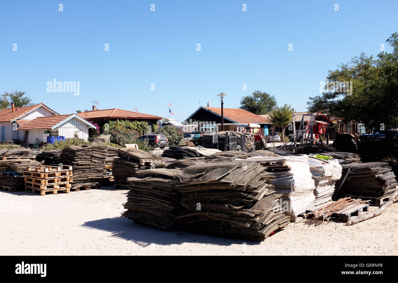 Oyster reti in Cap Ferret sulla costa atlantica della Francia Foto Stock