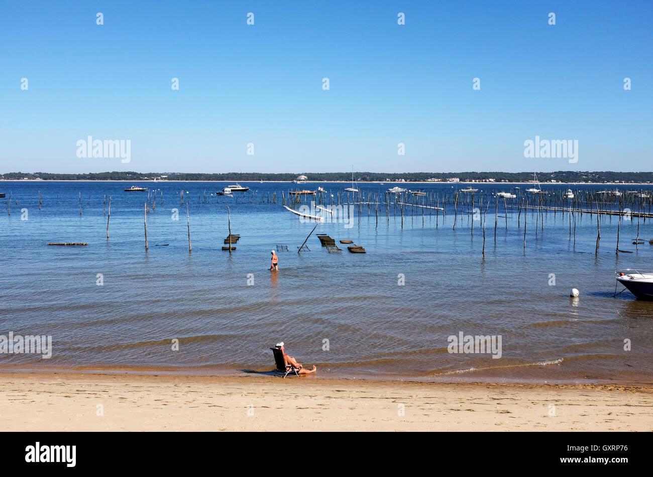 Bellissima spiaggia di Cap Ferret in Arcachon Bay sulla costa atlantica della Francia Foto Stock