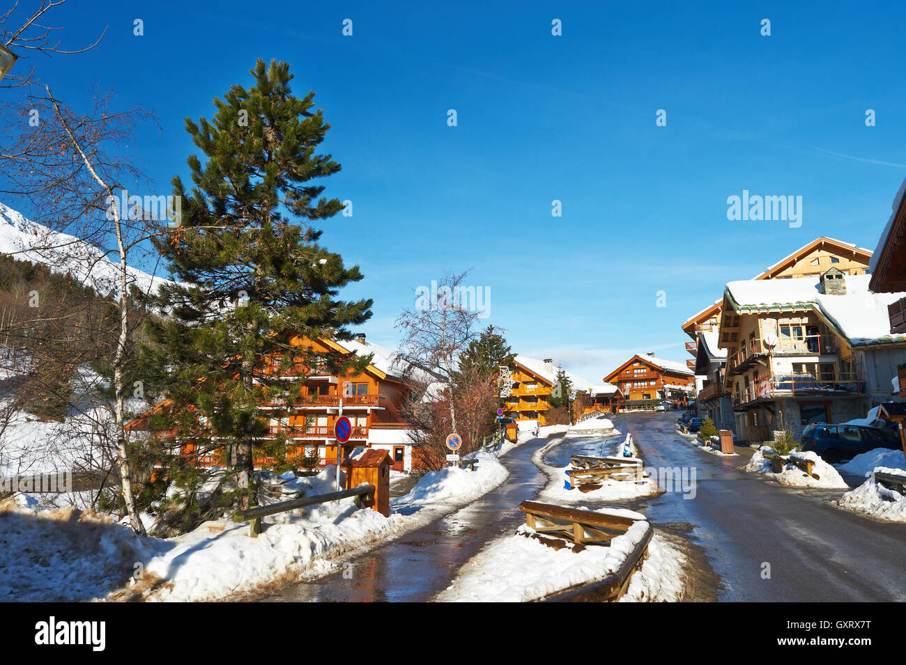 Mountain ski resort Foto Stock