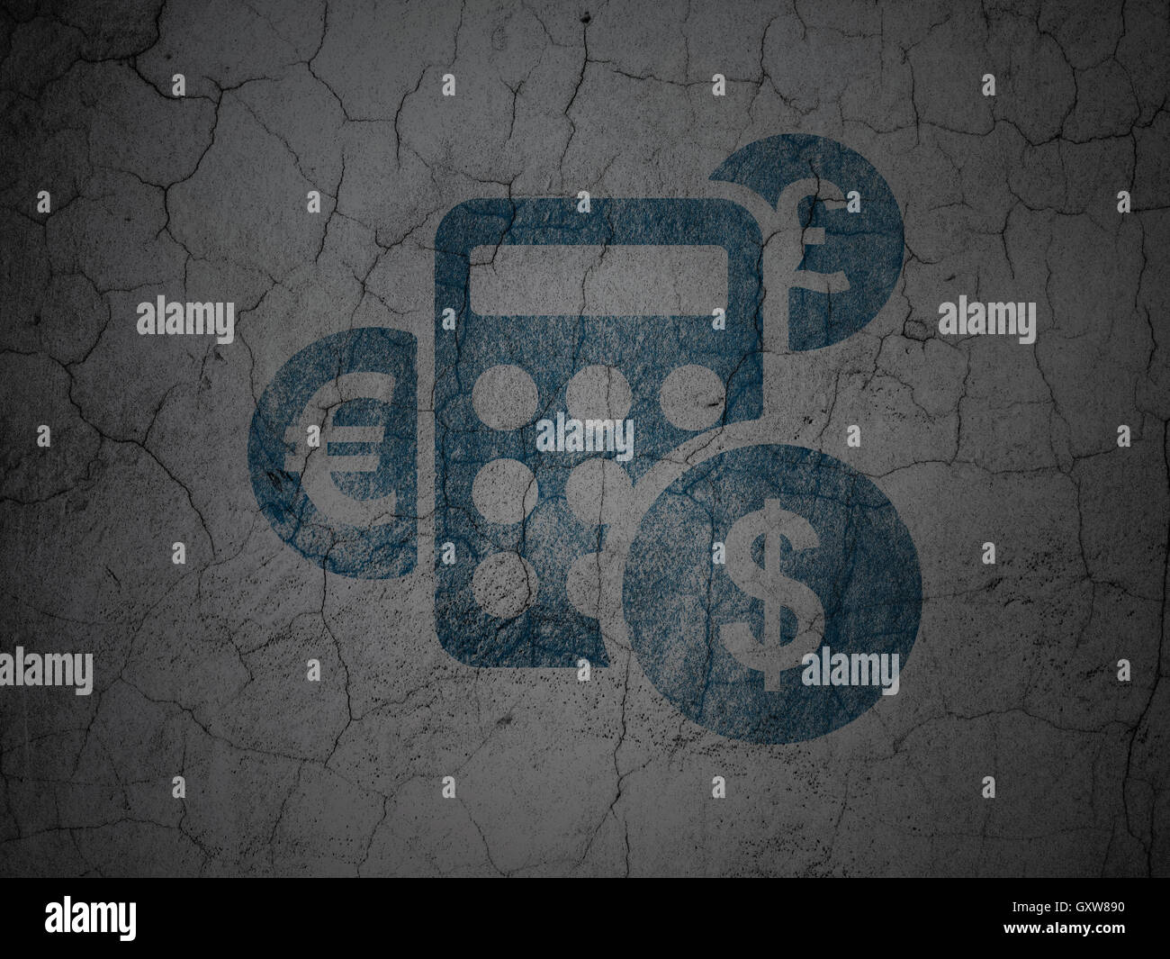 News concept: Calcolatrice sulla parete grunge background Foto Stock