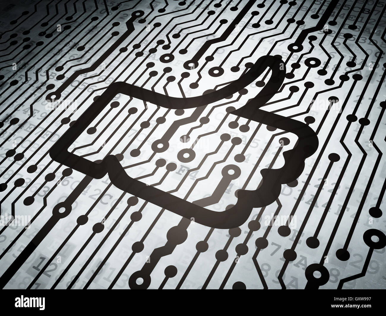 Social media concetto: scheda a circuito stampato con simili Foto Stock