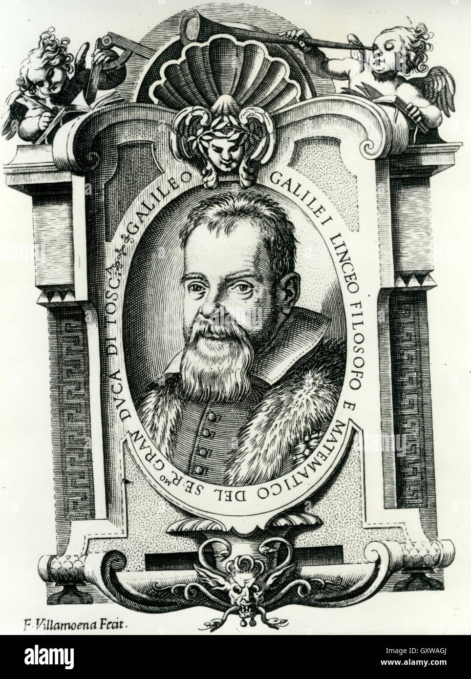 GALILEO GALILEI (1564-1642) Italiano astronomo e matematico in una incisione sulla base del più cupo 1636 dipinto da Justus Sustermans Foto Stock