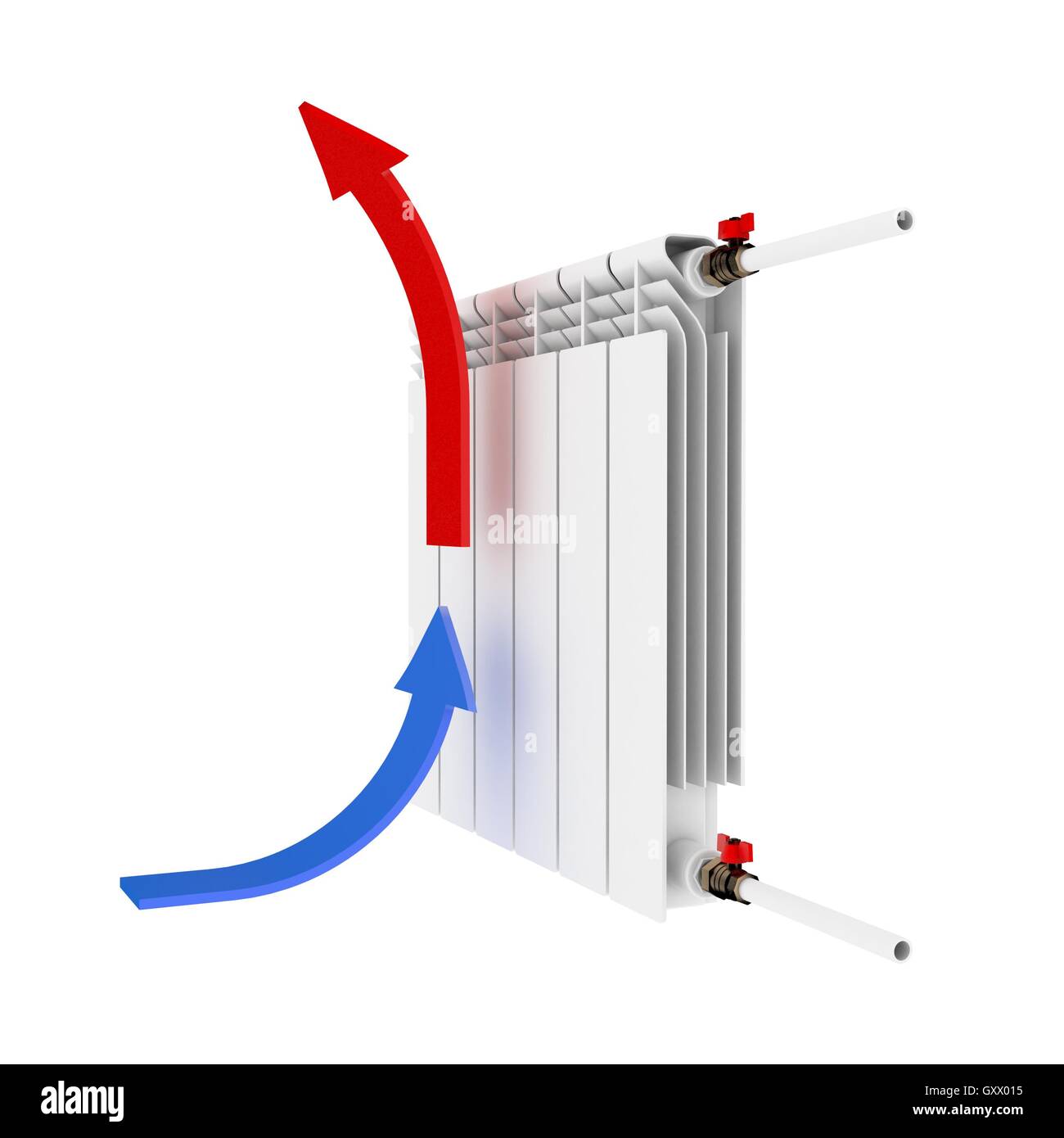 Radiatore. Le frecce direzionali convenzione 3D illustrazione Foto Stock