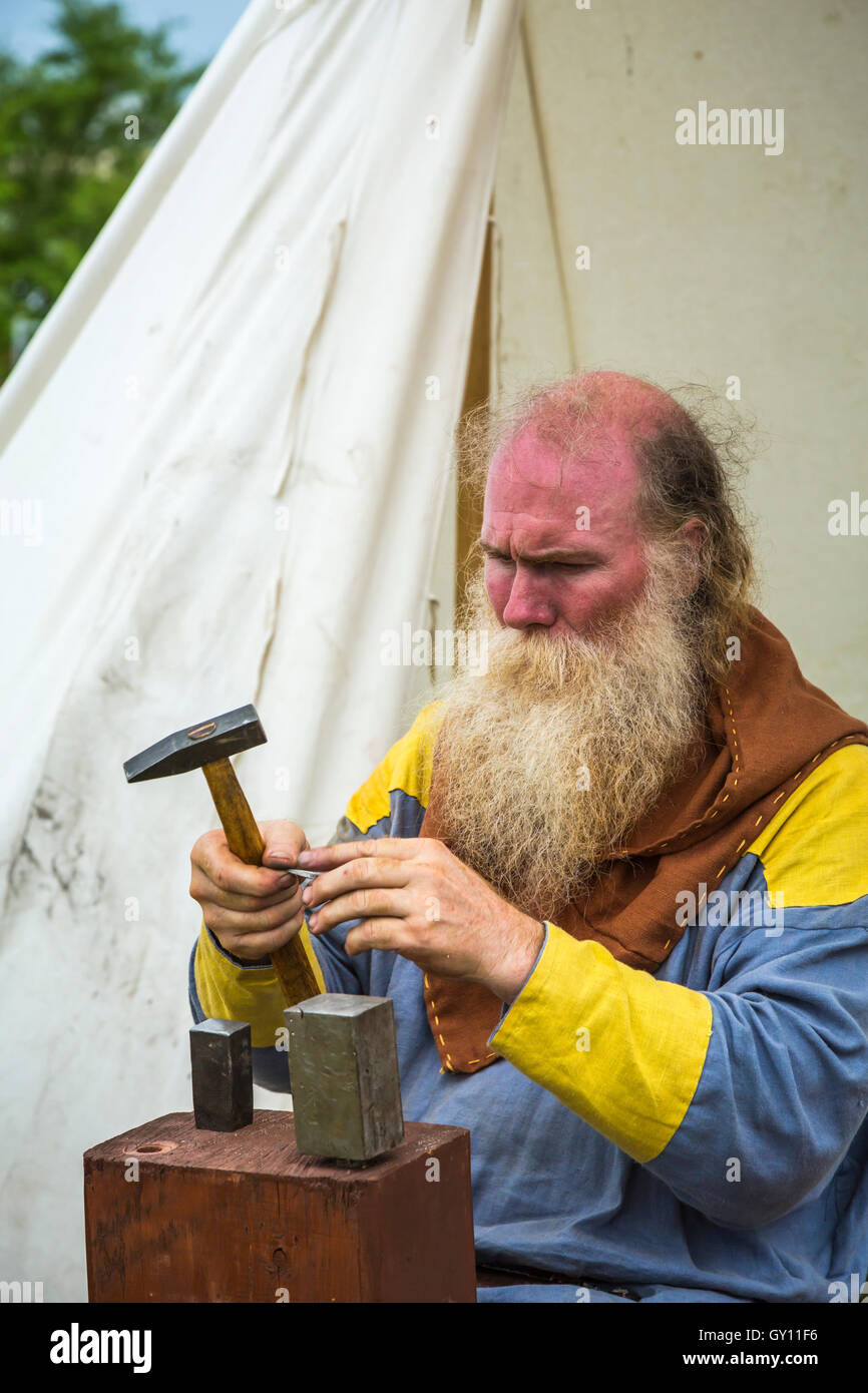 Viking Festival islandese encampment in Gimli, Manitoba, Canada. Foto Stock