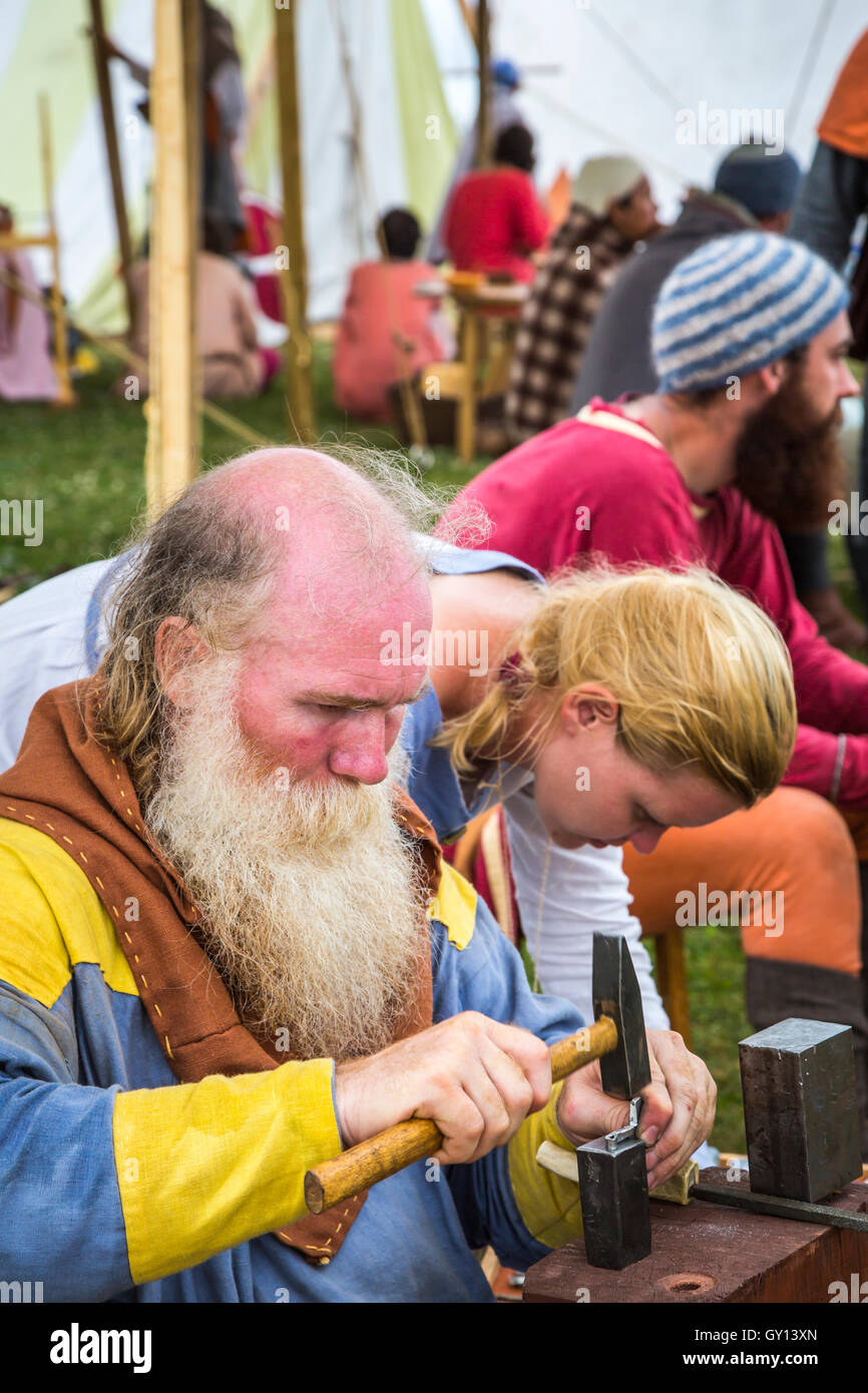 Viking Festival islandese encampment in Gimli, Manitoba, Canada. Foto Stock