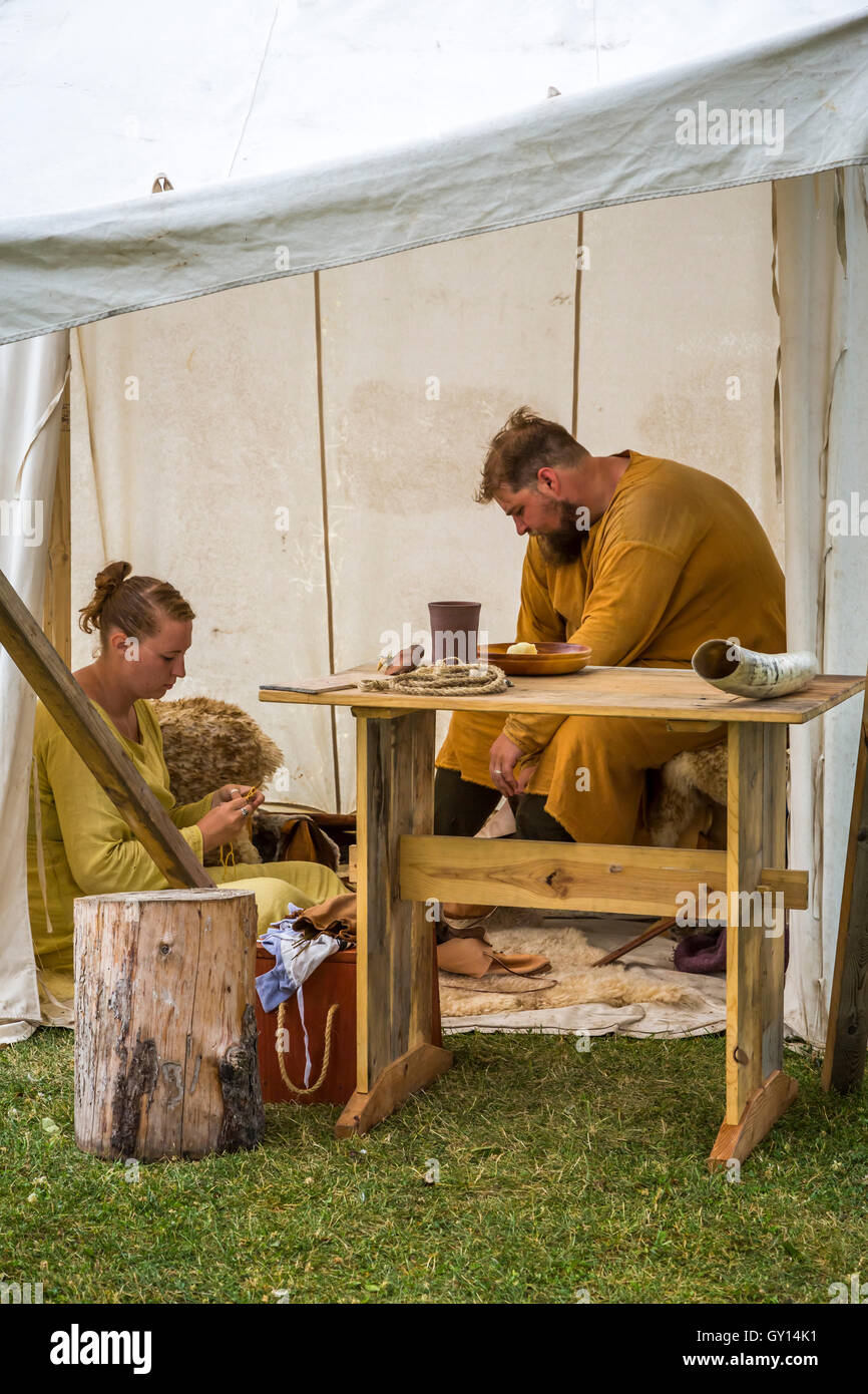 Viking Festival islandese encampment in Gimli, Manitoba, Canada. Foto Stock