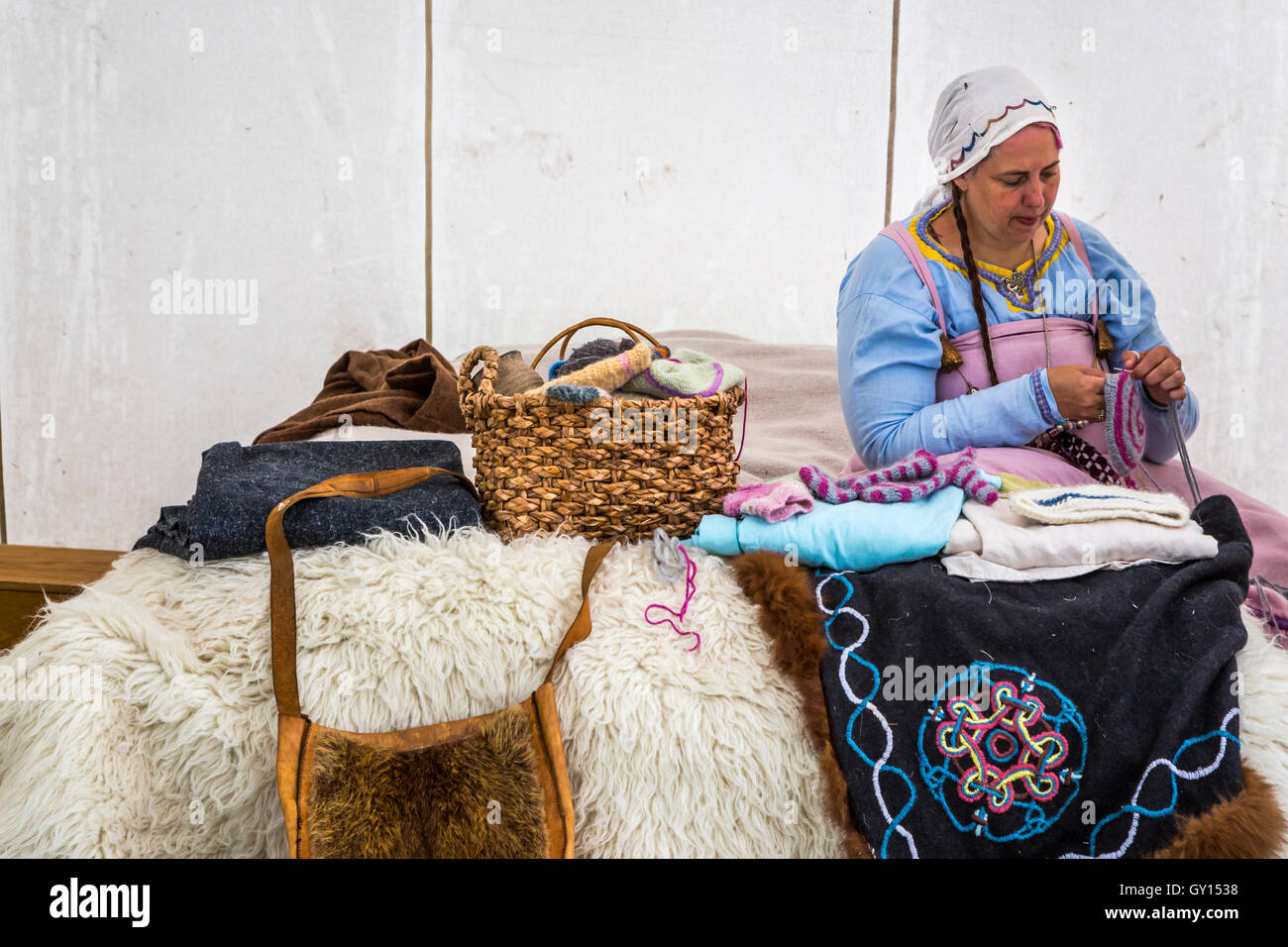 Viking Festival islandese encampment in Gimli, Manitoba, Canada. Foto Stock