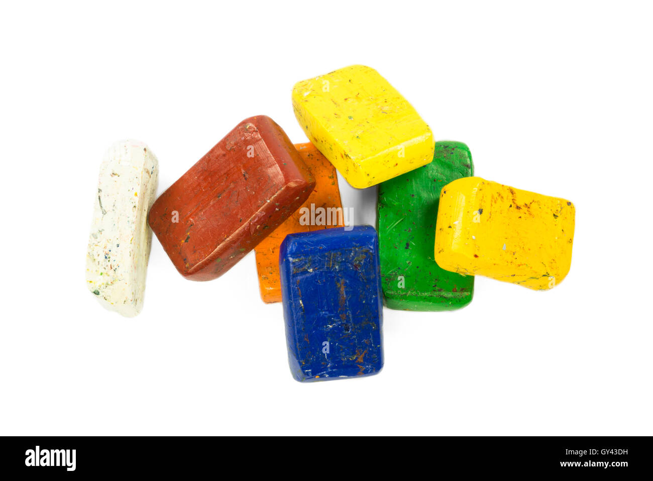 Un mucchio di colorati pastello a cera Foto Stock