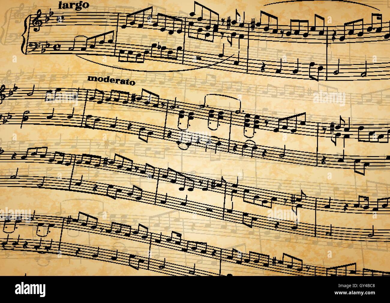 Note musicali sul pentagramma, vecchio sfondo della carta Immagine e  Vettoriale - Alamy