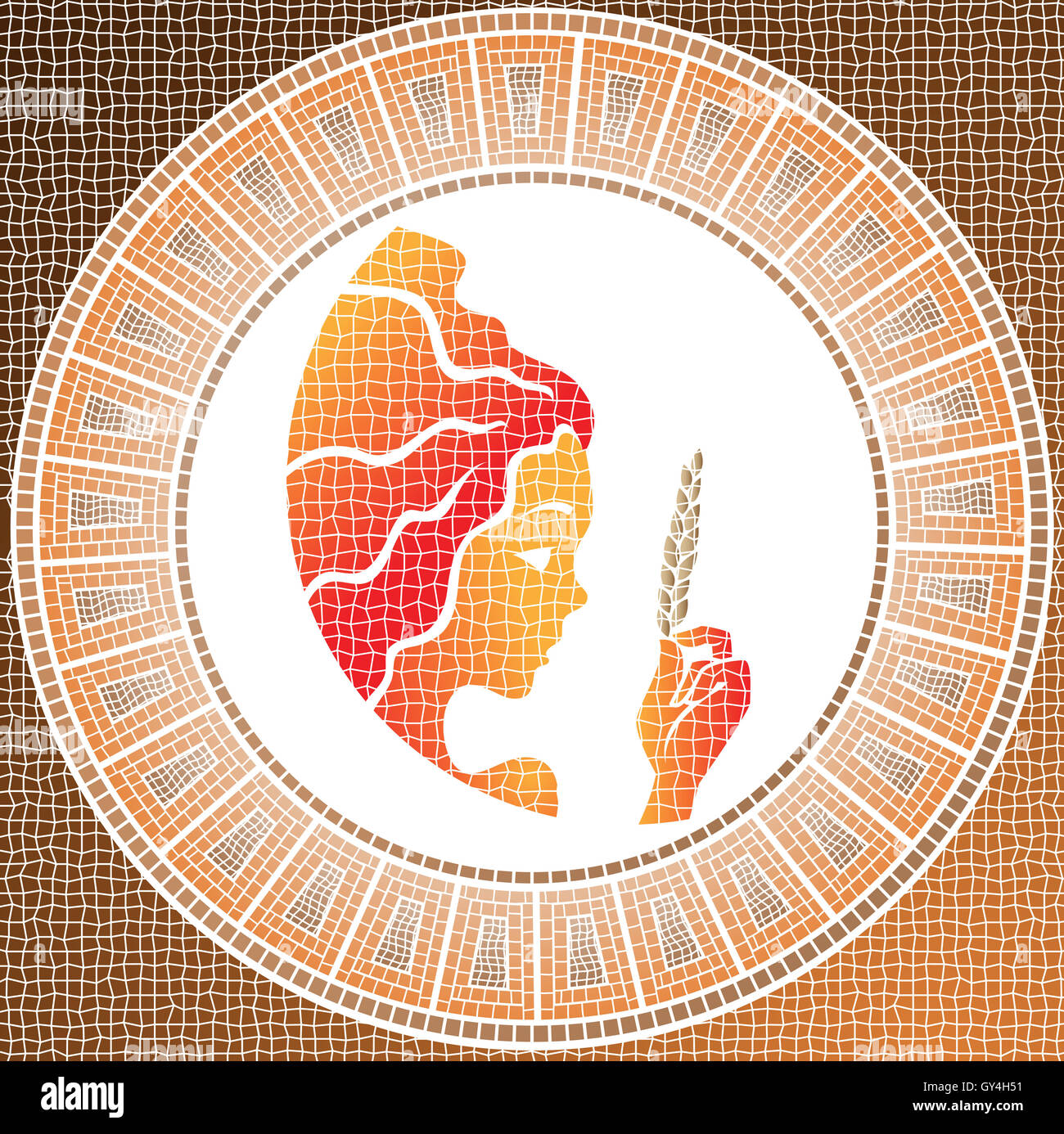 Elemento terra: virgo segno zodiacale su un mosaico Foto Stock