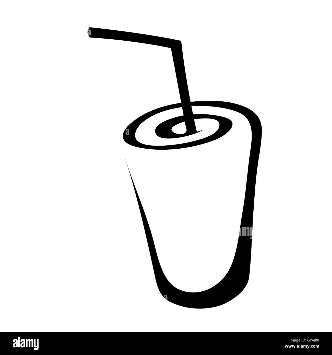 Line art bevanda nera isolato su bianco Foto Stock