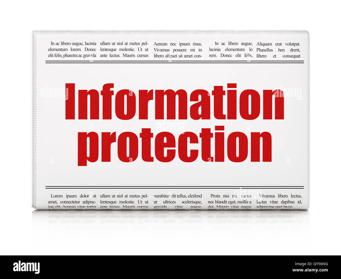 Privacy news concept: titolo di giornale la protezione delle informazioni Foto Stock