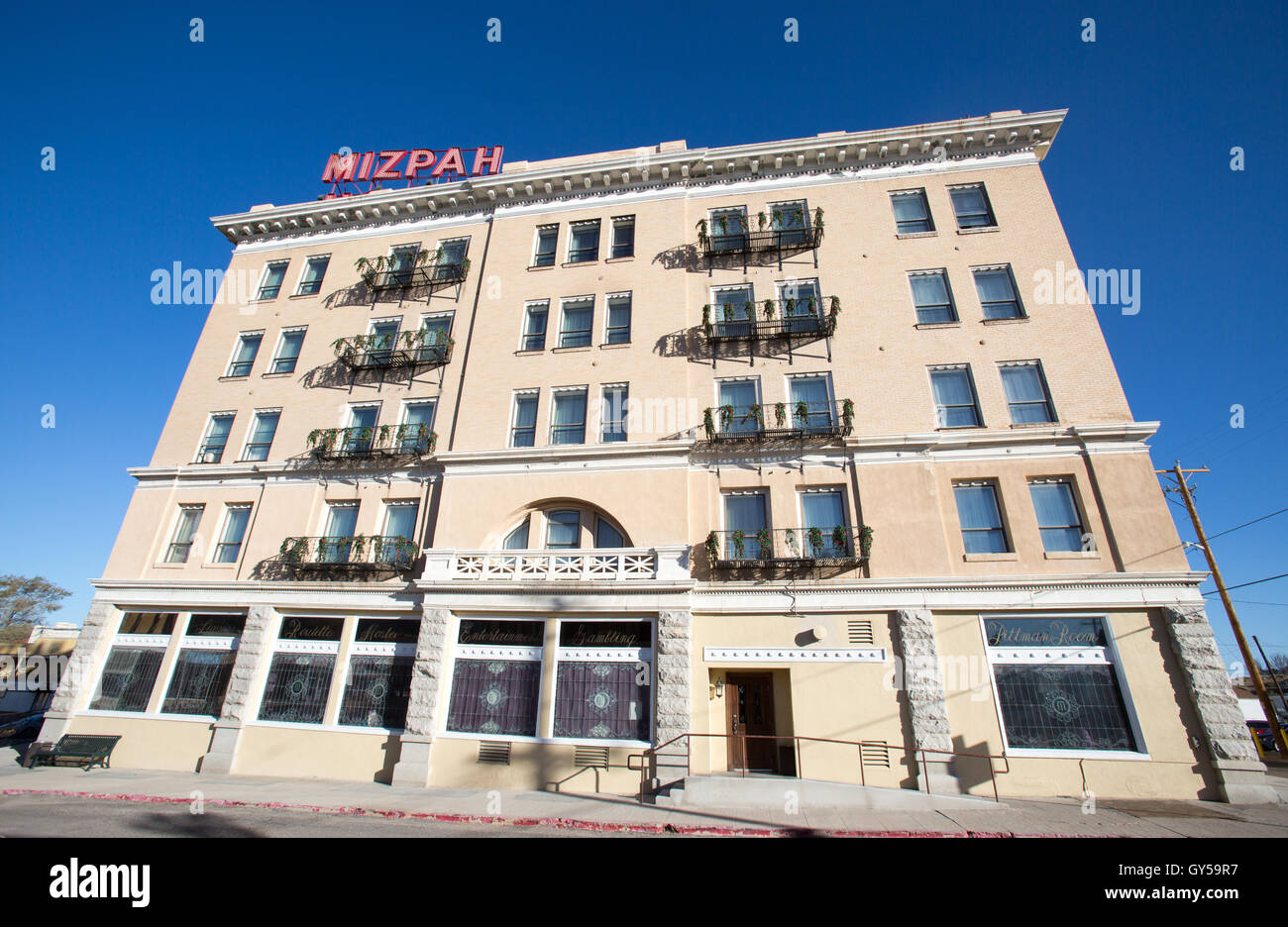 Lo storico Hotel di Mitspah in Tonopah, Nevada. Foto Stock