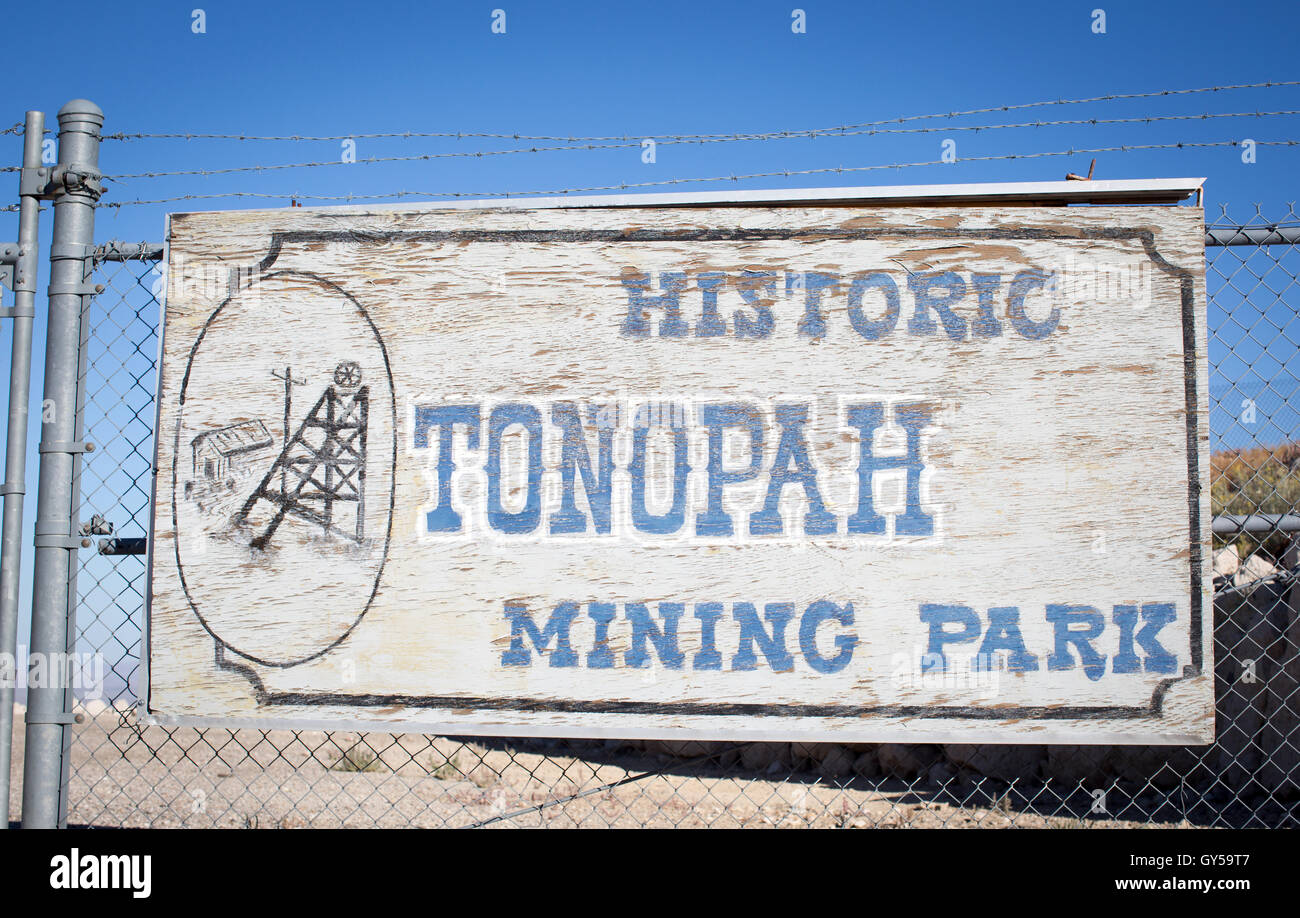 Viste della storica Tonopah Mining Park in Nevada. Foto Stock
