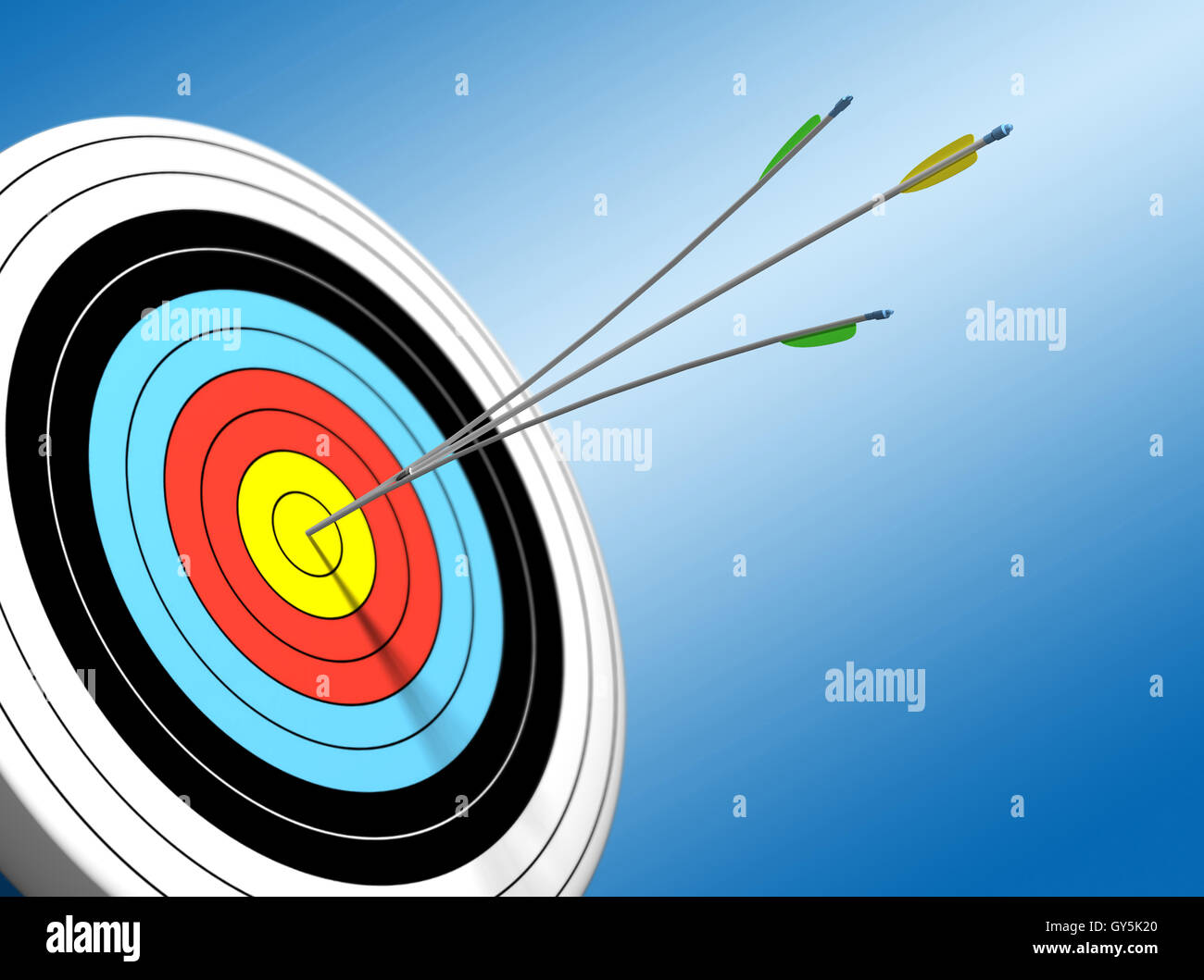 La freccia di colpire target 3D Foto Stock