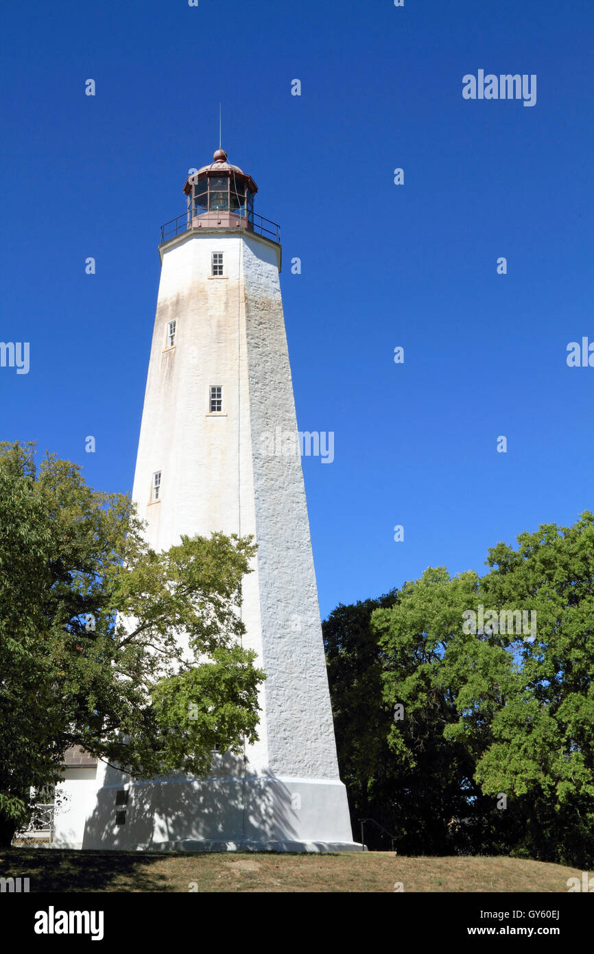 Sandy Hook Lighthouse, Sandy Hook Gateway National Recreation Area, New Jersey, STATI UNITI D'AMERICA Foto Stock