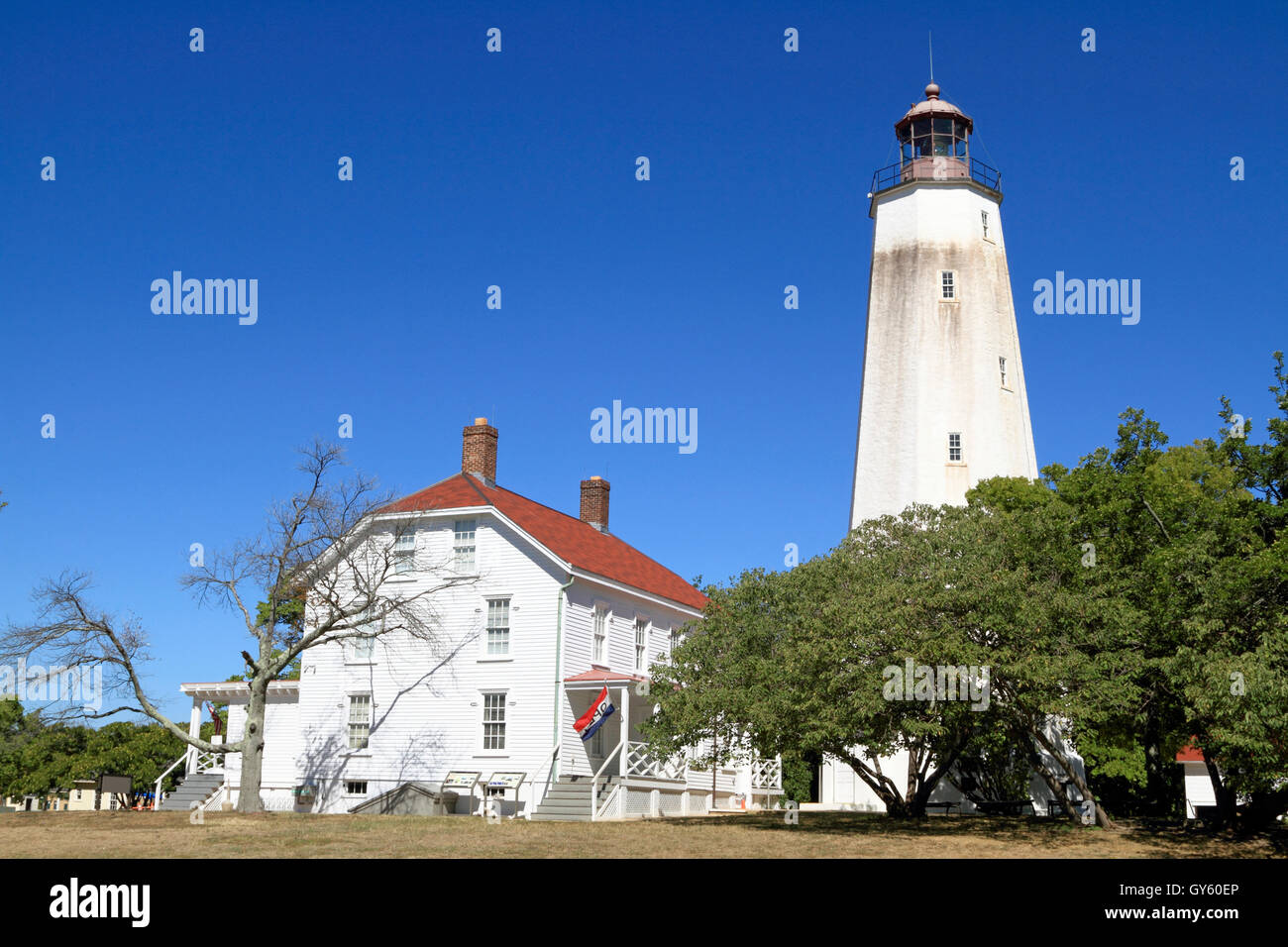 Sandy Hook Lighthouse, Sandy Hook Gateway National Recreation Area, New Jersey, STATI UNITI D'AMERICA Foto Stock