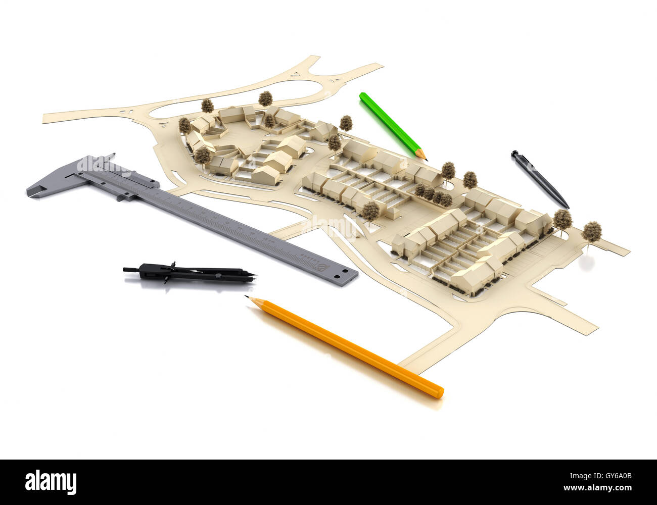 Architettura sporgente 3d Foto Stock