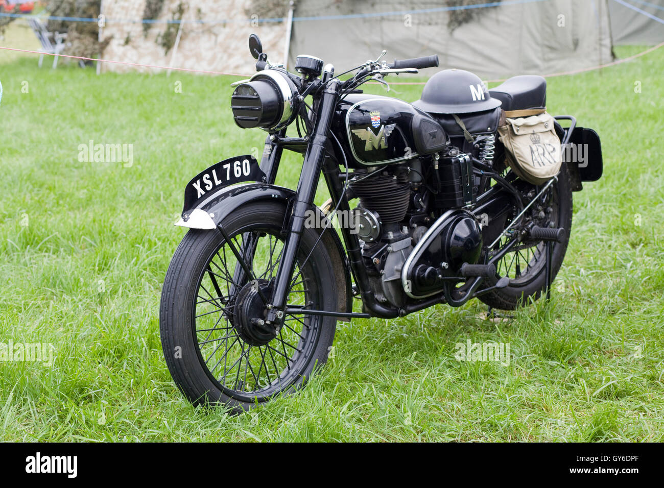 WWII British Air Raid Warden motociclo Foto Stock