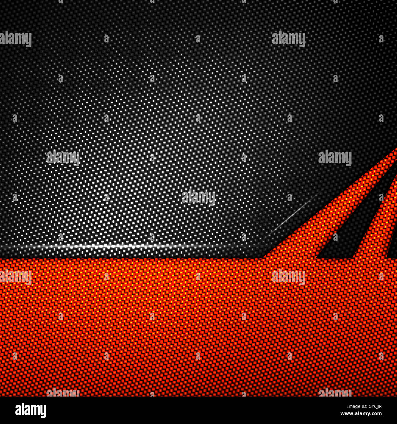 Arancione e nero in fibra di carbonio dello sfondo. 3d materiale illustrativo. design in stile racing. Foto Stock