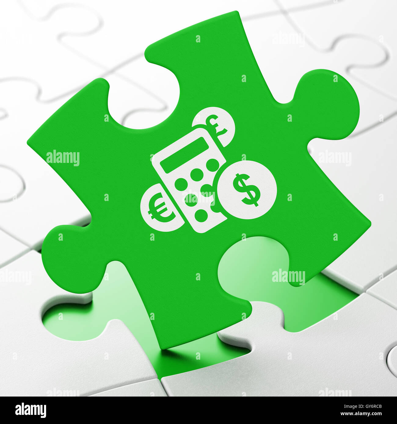 News concept: Calcolatrice su Sfondo puzzle Foto Stock