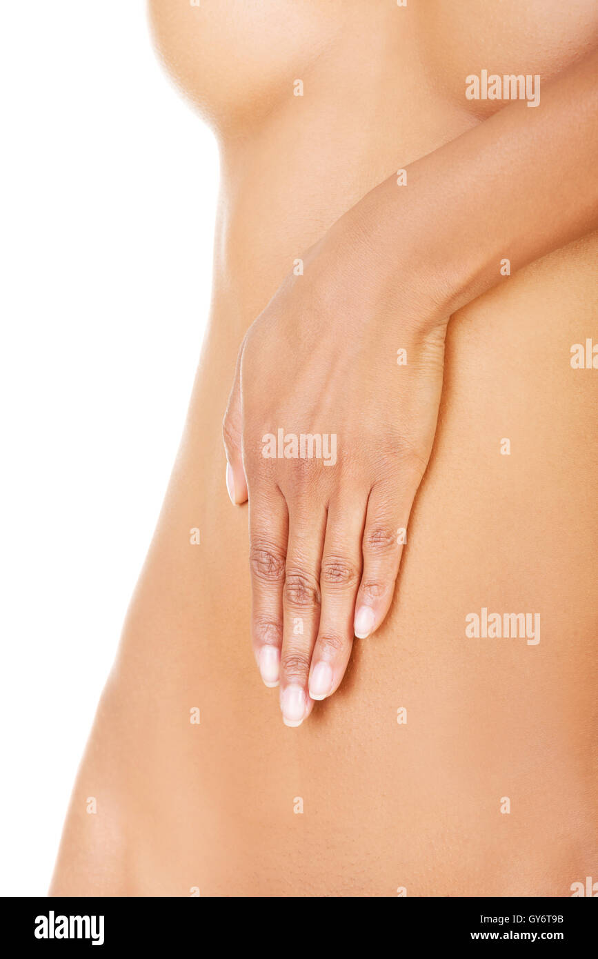 Montare e slim ventre della donna Foto Stock