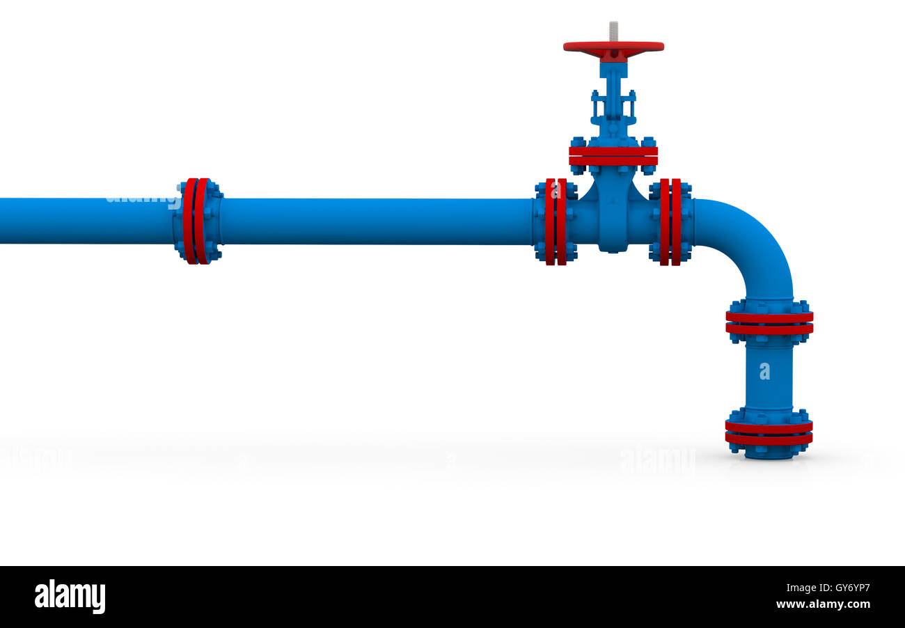 Tubo blu e la valvola Foto Stock