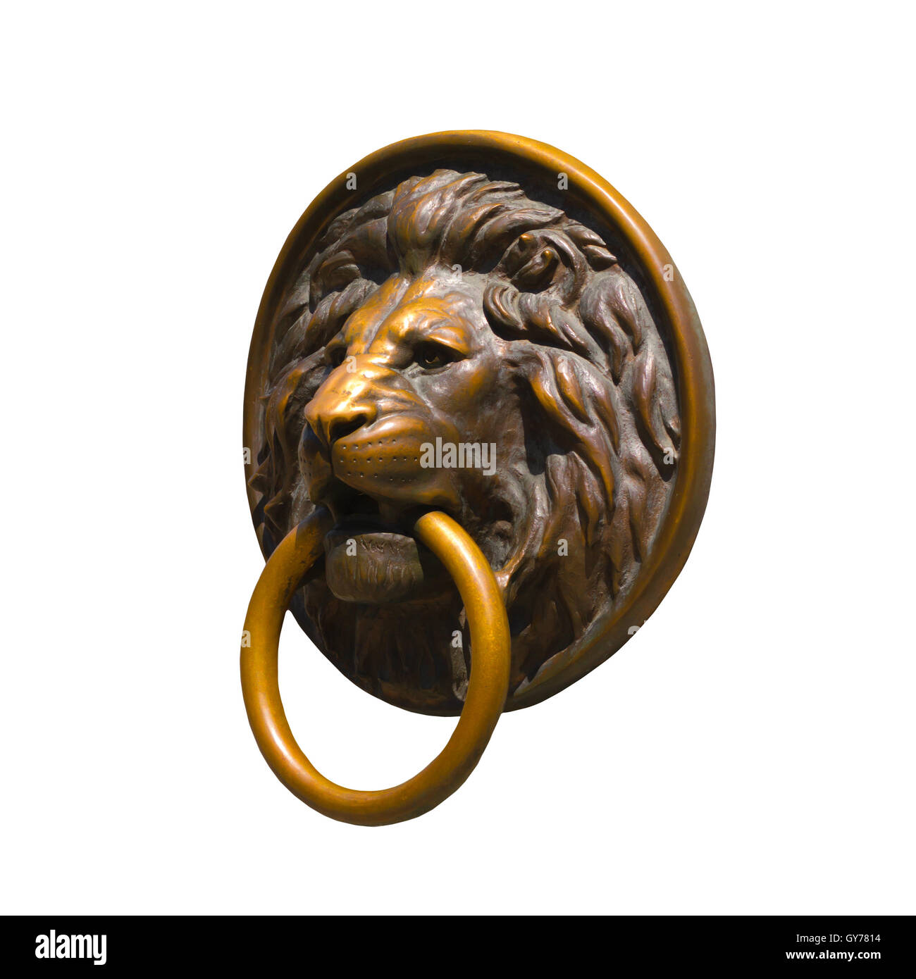 Isolato Golden e Leone di Bronzo Medalion Foto Stock