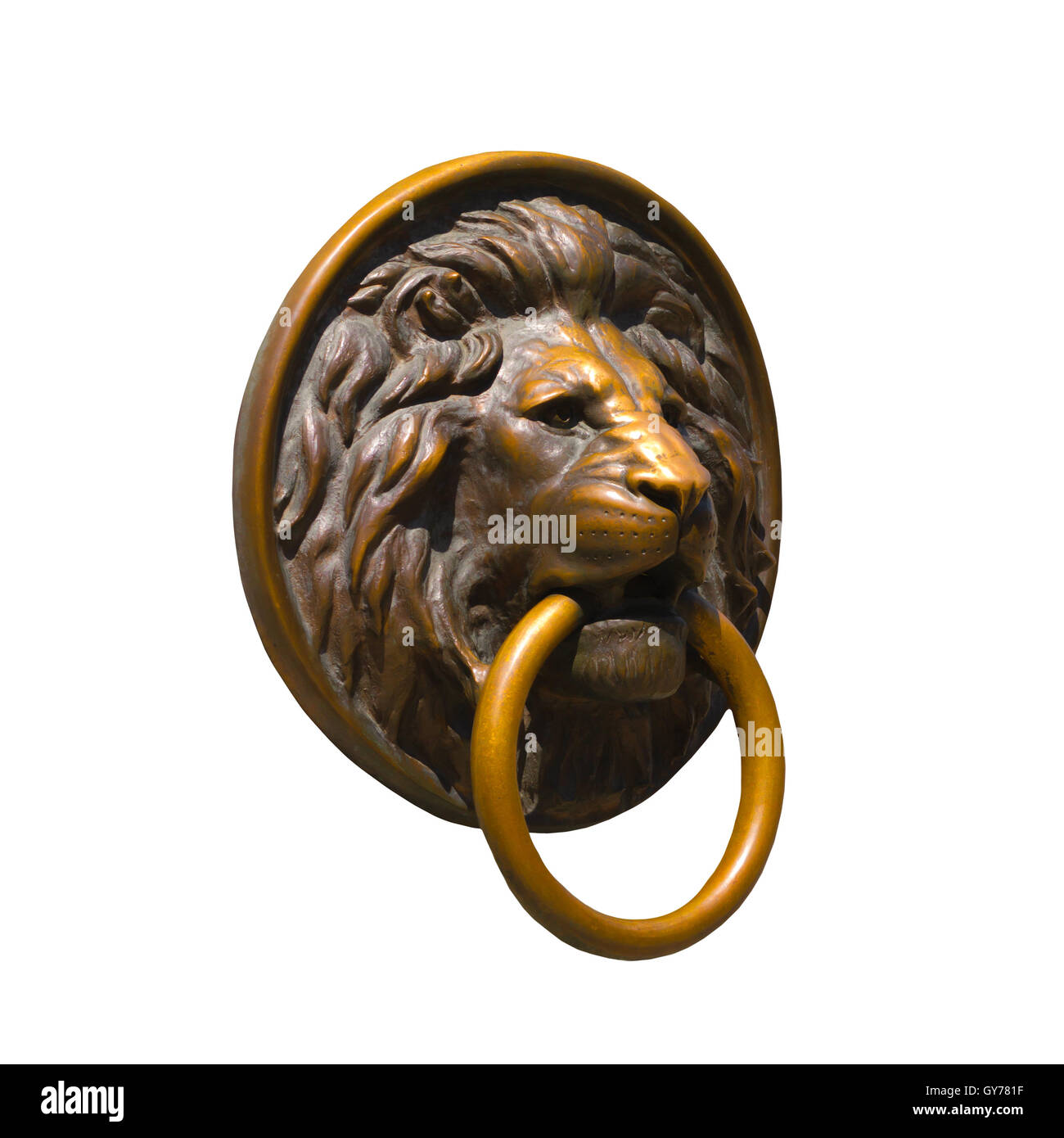 Isolato Golden e Leone di Bronzo Medalion Foto Stock