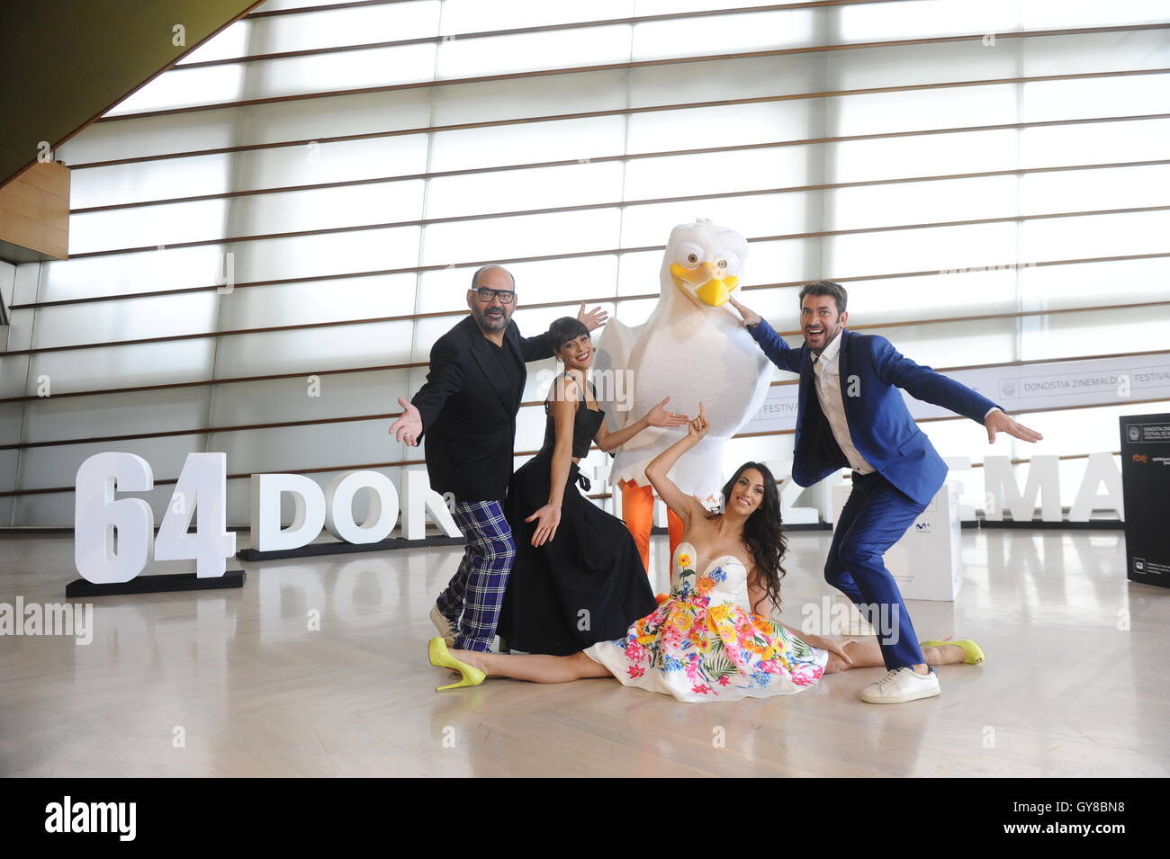 San Sebastian, Spagna. Xviii sett, 2016Attori Rturo Valls, Almudena Cid, Belen Cuesta e Jose Corbacho a photocall di 'Storks' durante la 64a San Sebastian Film Festival. Credito: Gtres Información más Comuniación on line,S.L./Alamy Live News Foto Stock