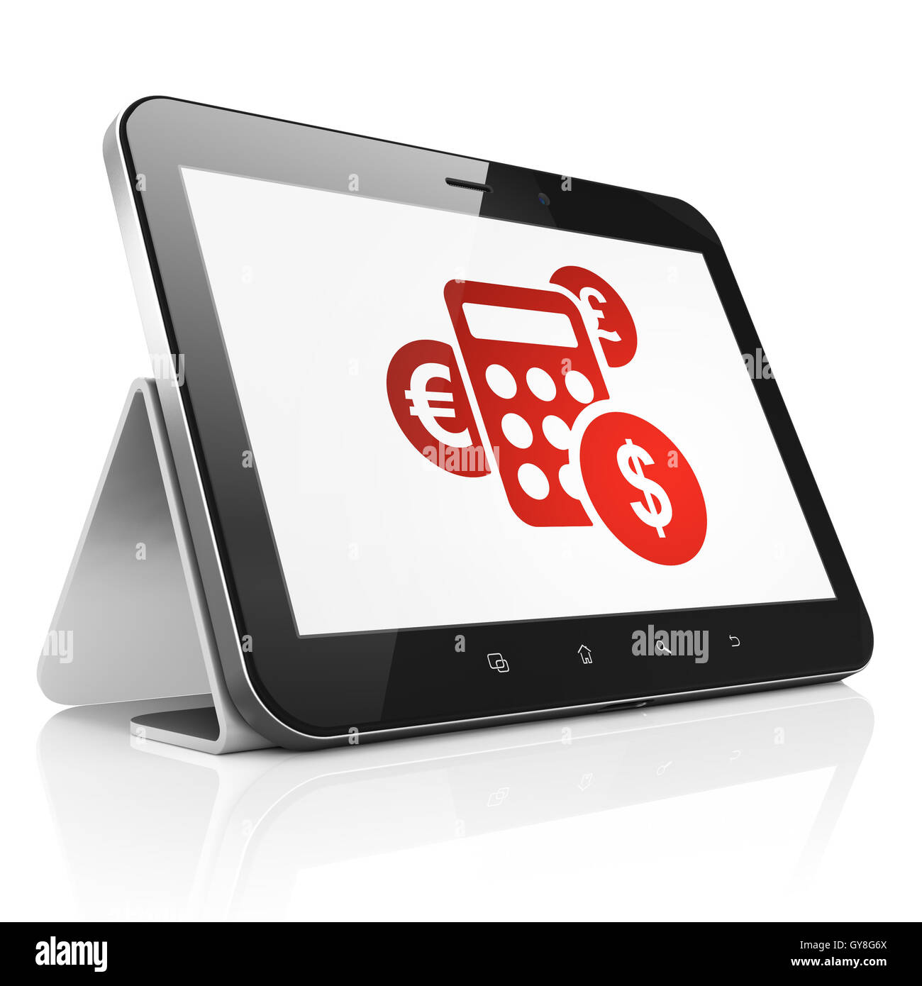 News concept: Calcolatrice su tablet pc Foto Stock