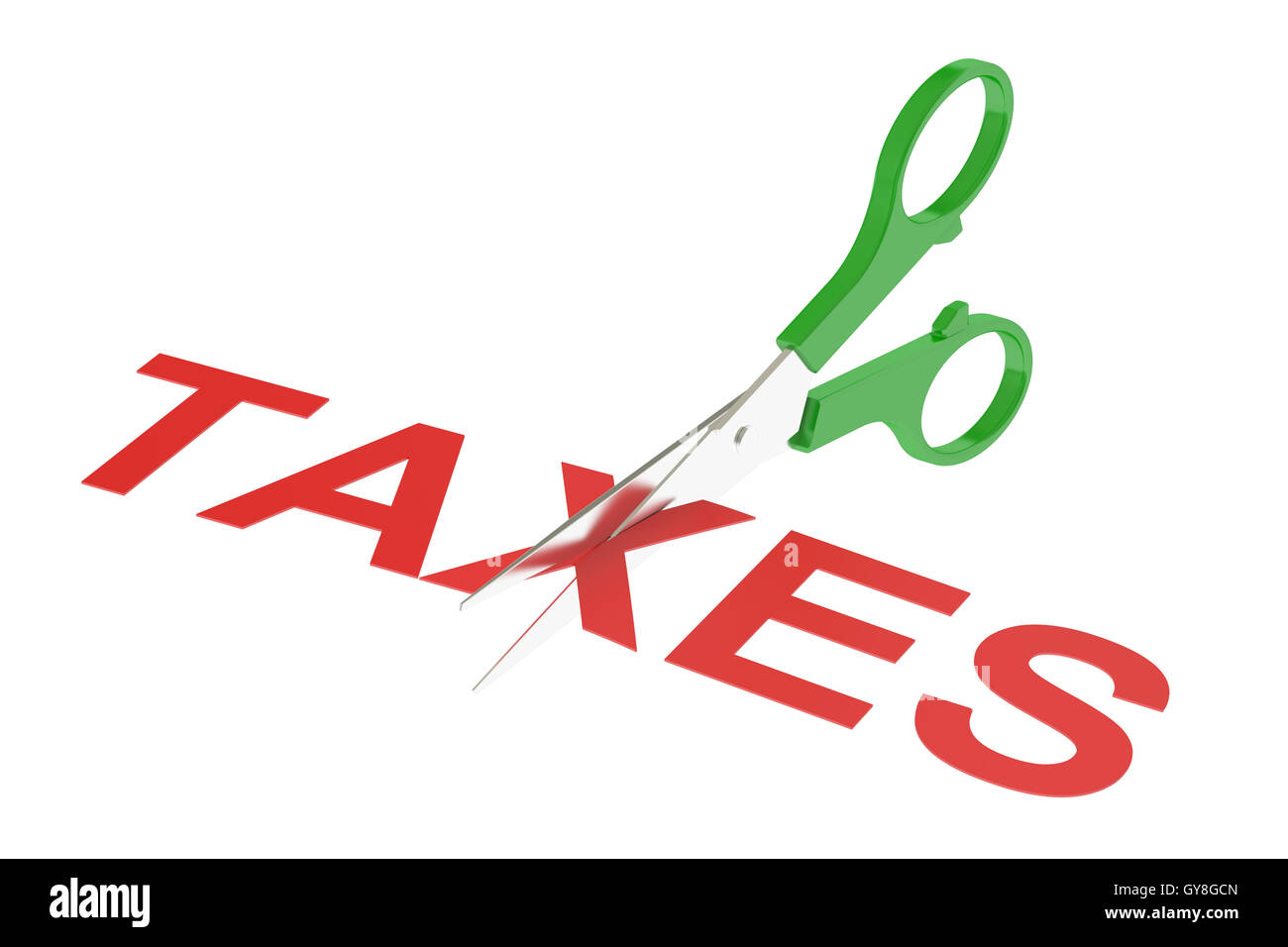 Concetto di tasse e imposte di taglio. 3D rendering isolati su sfondo bianco Foto Stock