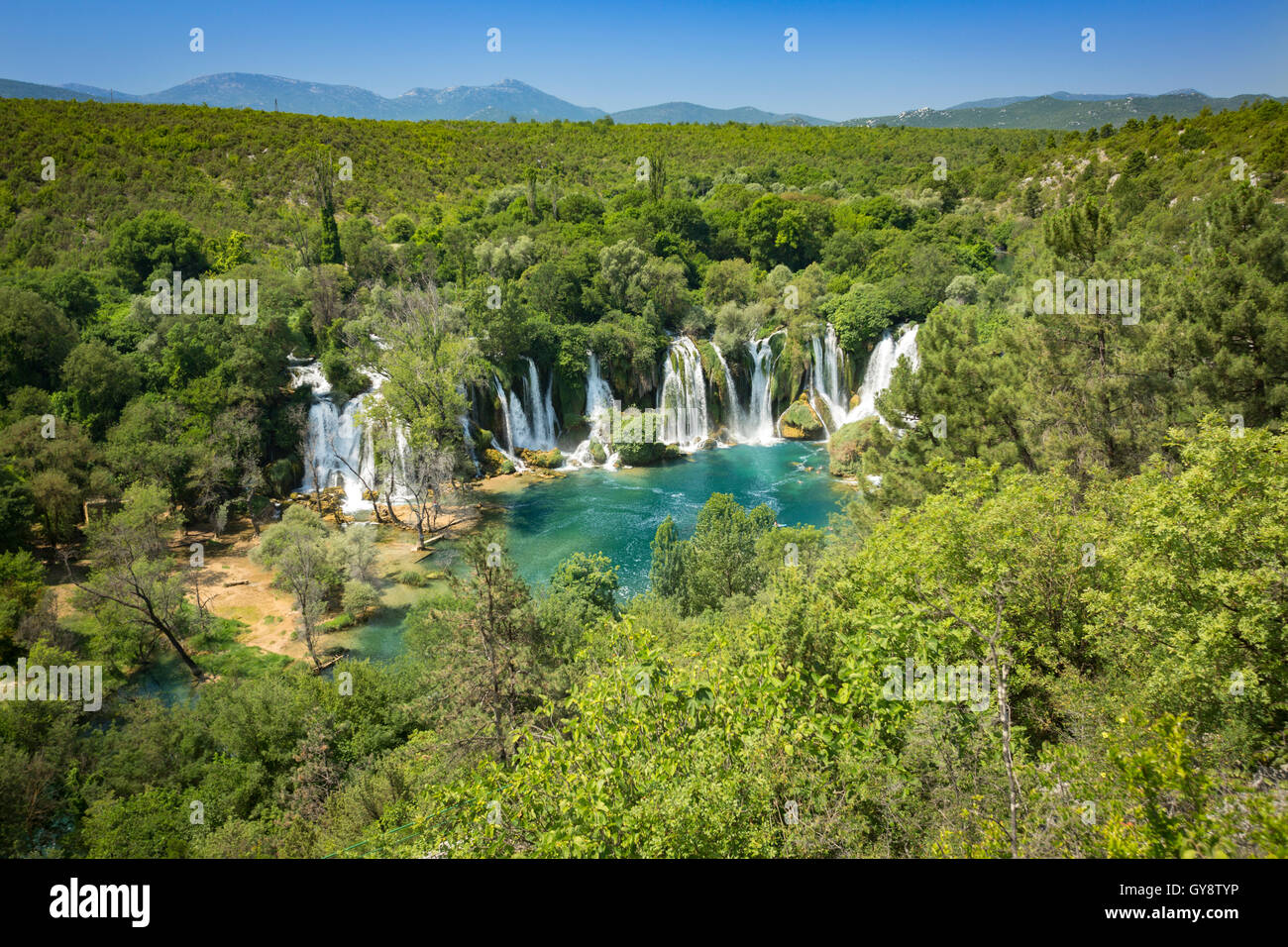 Il fiume Trebižat e spettacolari cascate di Kravice nelle vicinanze di Ljubuški (West Erzegovina Bosnia e Erzegovina). Foto Stock