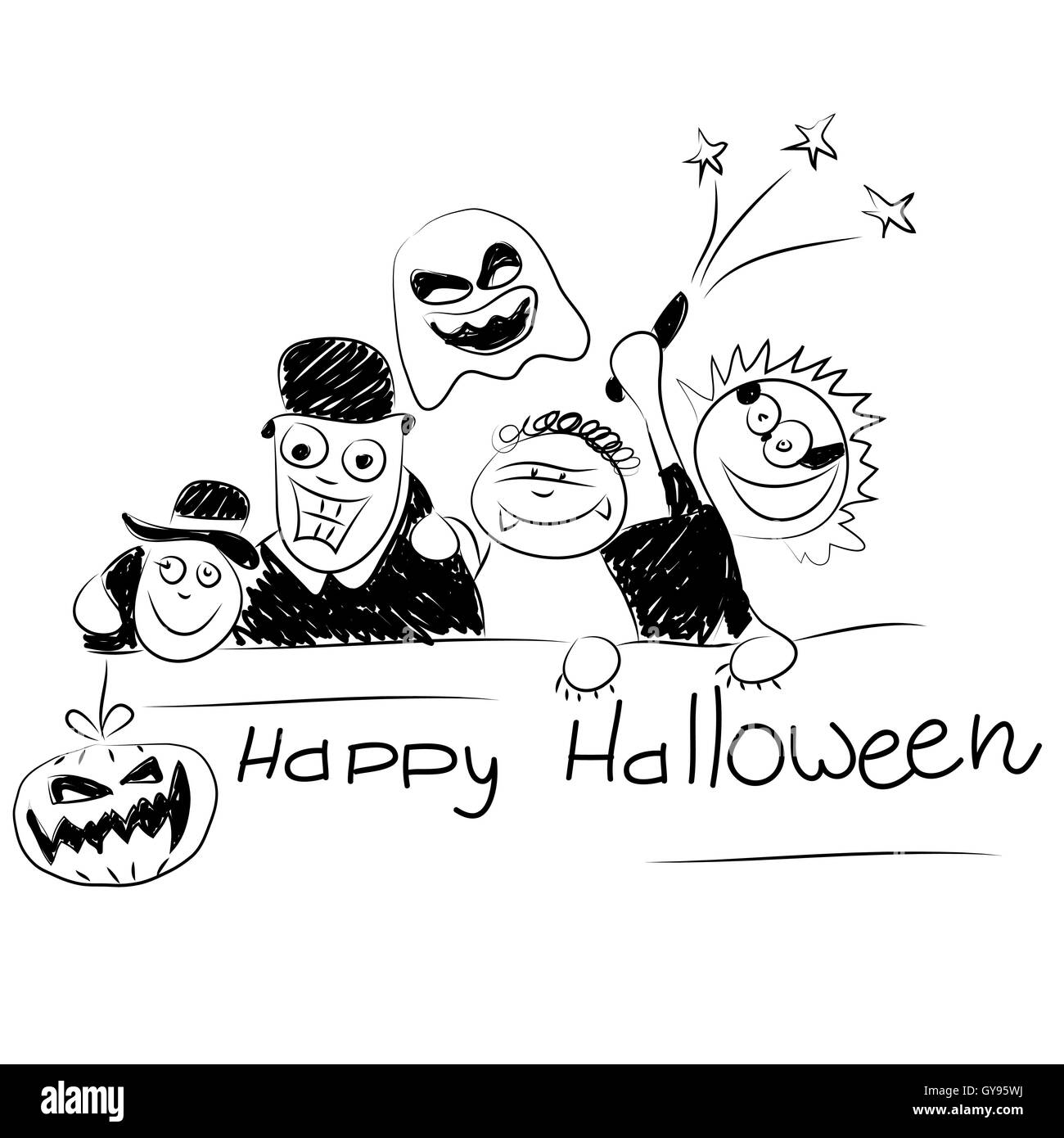 Il disegno vettoriale gay persone celebrare Halloween Illustrazione Vettoriale