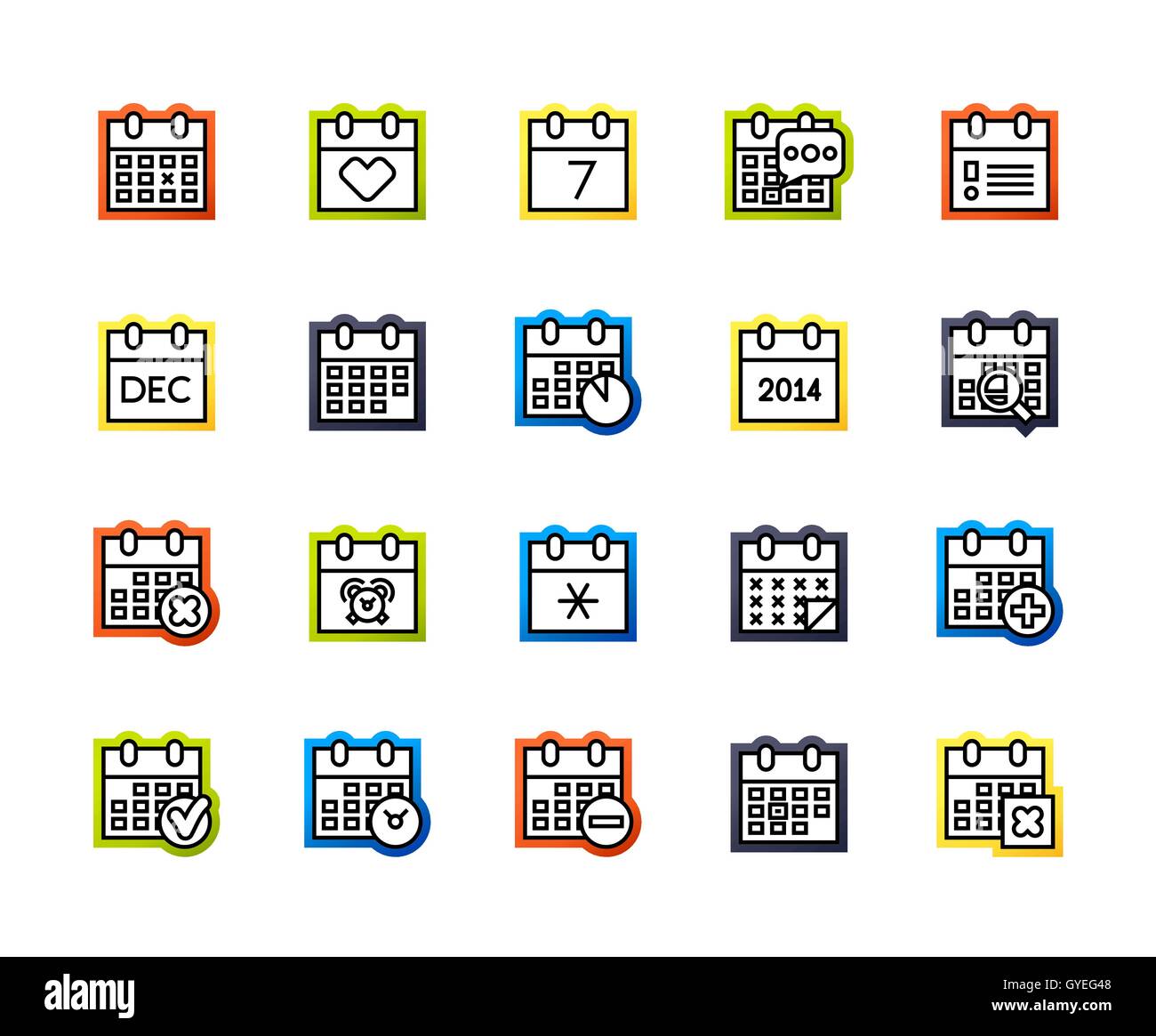 Icone di contorno sottile design piatto, linea moderna e lo stile di corsa Illustrazione Vettoriale