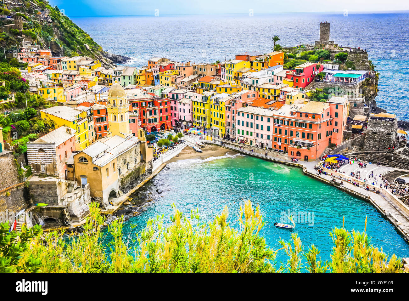 Vernazza Cinque Terre Italia Foto Stock