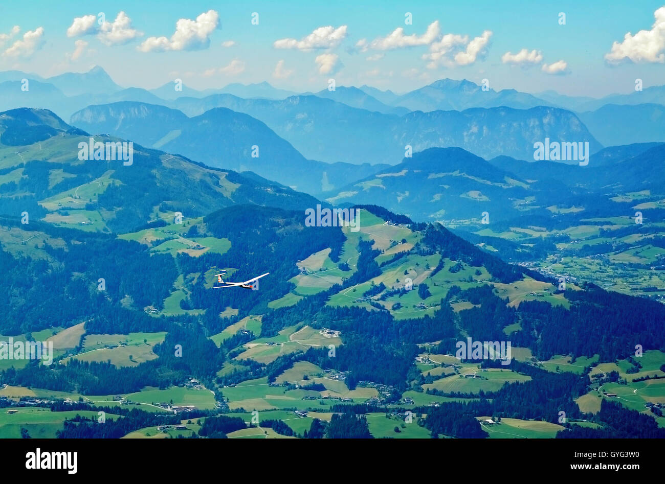 Summit vista panoramica dal picco di Kitzbuhel,Tirol, montagne delle Alpi Foto Stock