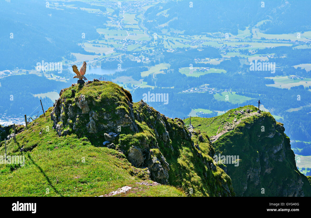 Vista dal picco di Kitzbuhel,Tirol, montagne delle Alpi Foto Stock
