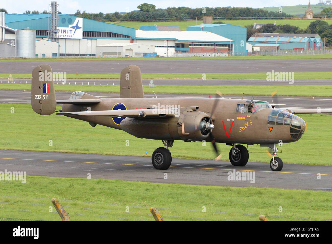 PH-XXV, conservato il North American B-25N Mitchell, presso l'Aeroporto di Prestwick durante la scozzese Airshow Internazionale nel 2016. Foto Stock