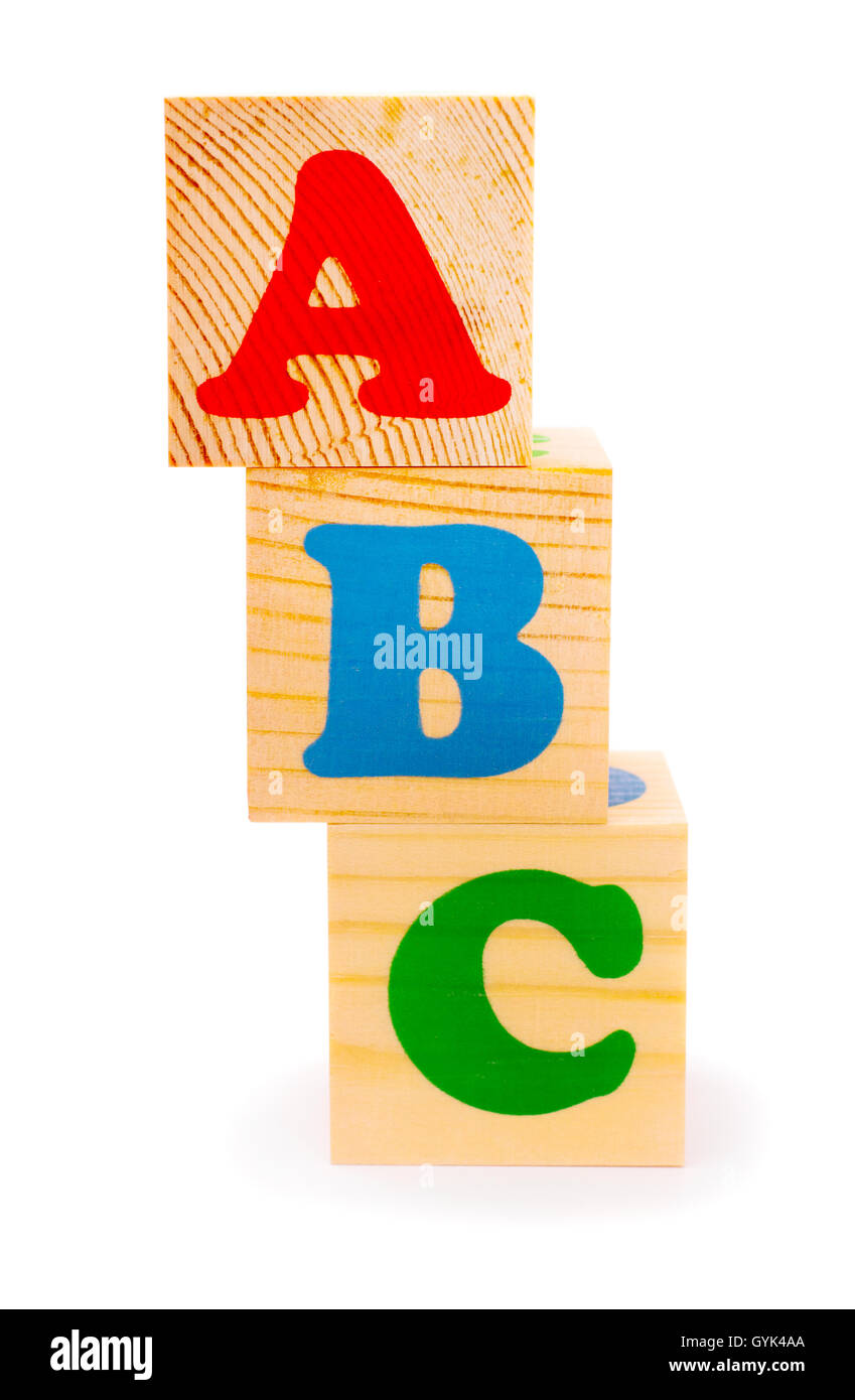 Lettera di alfabeto blocchi ABC Foto Stock