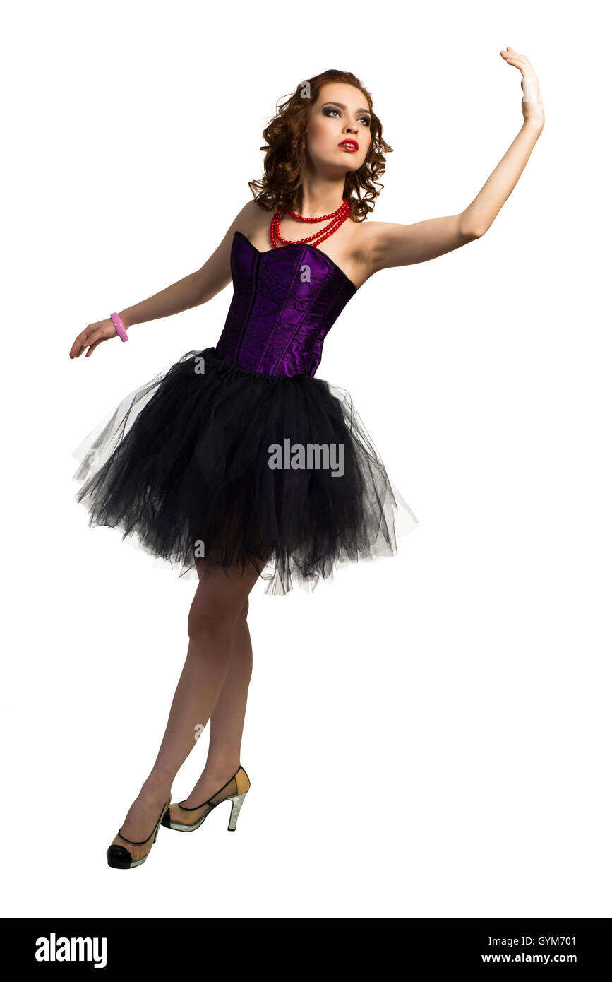 Giovane donna attraente dancing Foto Stock