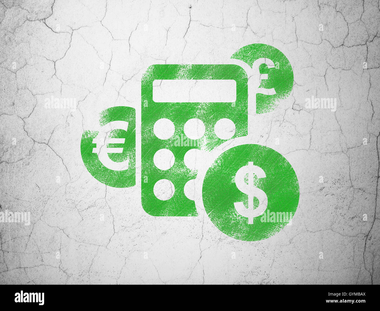 News concept: Calcolatrice su sfondo a parete Foto Stock